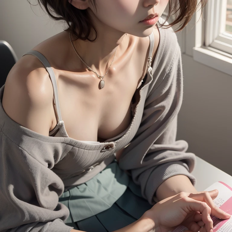 Upper eyes, li face, babig, clothes that are wearing clothes but you can see breasts, clothes that show underwear, , short hair, innocence, clothes with thin fabric, fluffy, high school girl, cosplay, shirt exposure, skewed, lascivious, face