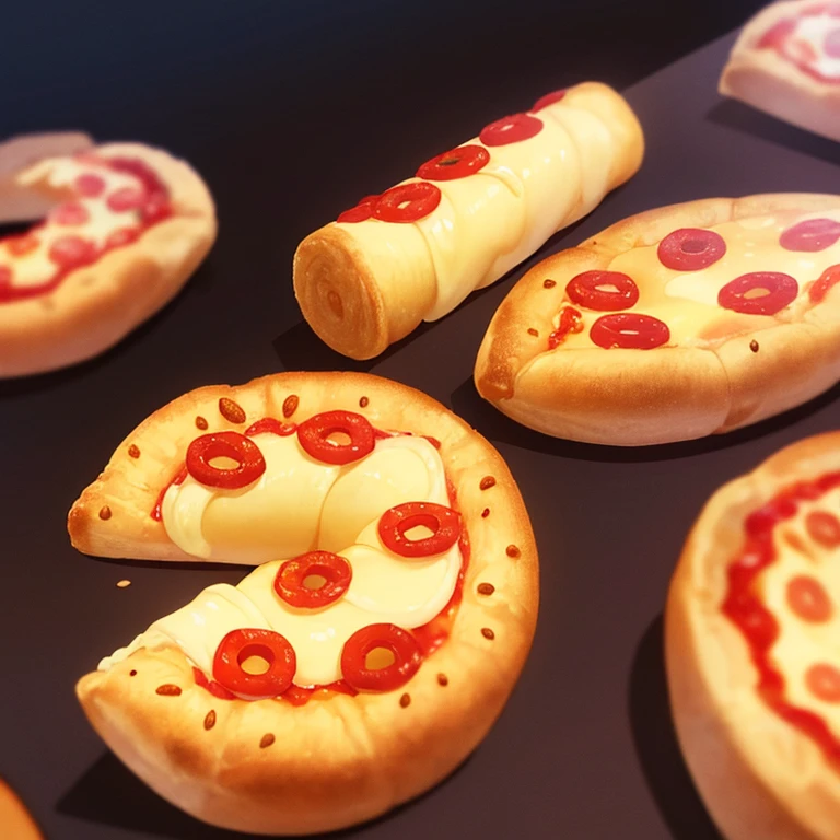 Perfect CG Unity 8K UHD Wallpaper (Snack master x pizza roll logo design) featuring a mouthwatering depiction of delicious pizza rolls, meticulously crafted with an incredible attention to detail. The artwork showcases a bold and vibrant color scheme, highlighting the savory goodness of each bite. With its flawless execution and impeccable craftsmanship, this design stands as a true masterpiece in the world of snack branding. The logo exudes an irresistible charm, captivating viewers with its seductive allure and making their taste buds tingle with anticipation. The image boasts the highest quality and resolution, ensuring every tiny aspect of the logo is displayed in stunning clarity. The black background adds a touch of mystery, while the intense look in the eyes of the pizza roll mascot reveals the sheer