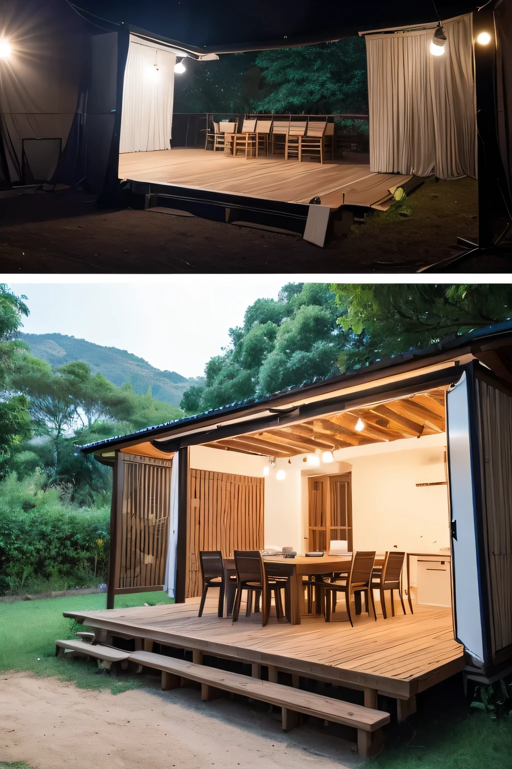 To present the prototype of Chácara Raieski e Souza Fotografia, I will describe what the structure would be like and the main spaces available:

Natural Outdoor Area:

• Well-kept gardens with a variety of flowers, plants and trees that provide picturesque backdrops for outdoor photo shoots.
• Wooded areas and trails to allow photographers to explore different natural environments.

Built Spaces:
• Covered area for outdoor events, com capacidade para acomodar uma variedade de tamanhos de grupos.
• Lounge area for more relaxed moments during events or for breaks during photo shoots.
• Themed spaces, such as gazebos or areas decorated according to client preferences for photo shoots or specific events.
professional photo studio:
• A complete photo studio, equipado com fundos de diferentes cores, professional lighting systems, softboxes, tripods and other essential accessories for photo shoots.
• Makeup area and dressing room for preparing models before photo shoots.
Additional Services:
• Professional kitchen for preparing food and drinks during events, with the capacity to meet catering needs.
• Dining area for event participants to enjoy the gastronomic options offered.
• Rooms or chalets for hosting customers who wish to extend their stay at the farm.
Tecnologia e Conectividade:
• High-speed Wi-Fi connection throughout the farm to allow photographers and clients to share their experiences on social media and stay connected during events.
This prototype represents the initial vision of Chácara Raieski e Souza Fotografia, offering a balanced combination between the natural beauty of the environment, professional photography studio infrastructure and additional services to provide a complete and memorable experience for photographers and clients 