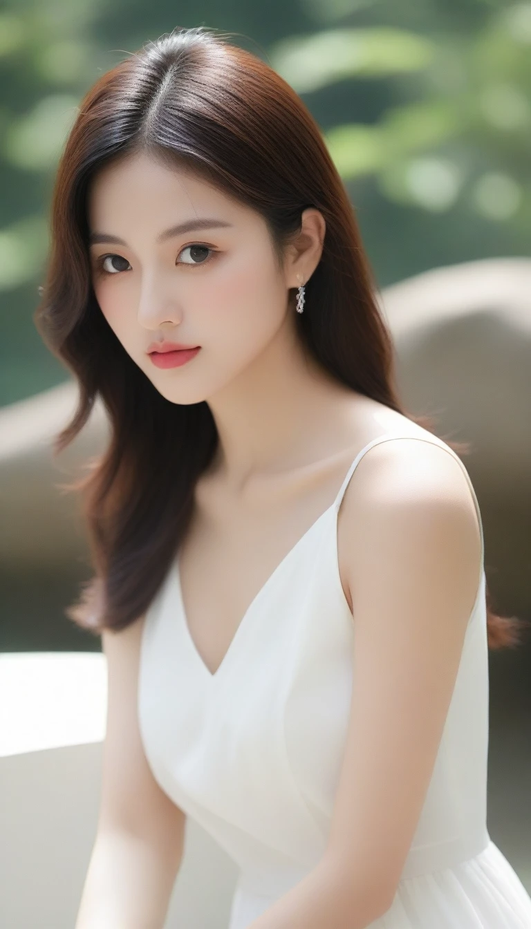 araffe asian woman in a white dress posing for a picture, gorgeous young korean woman, beautiful south korean woman, beautiful young korean woman, korean girl, tall thin beautiful goddess, jaeyeon nam, gorgeous chinese model, beautiful asian girl, cute elegant pose, heonhwa choe, asian girl with long hair, with long hair, 2 4 year old female model