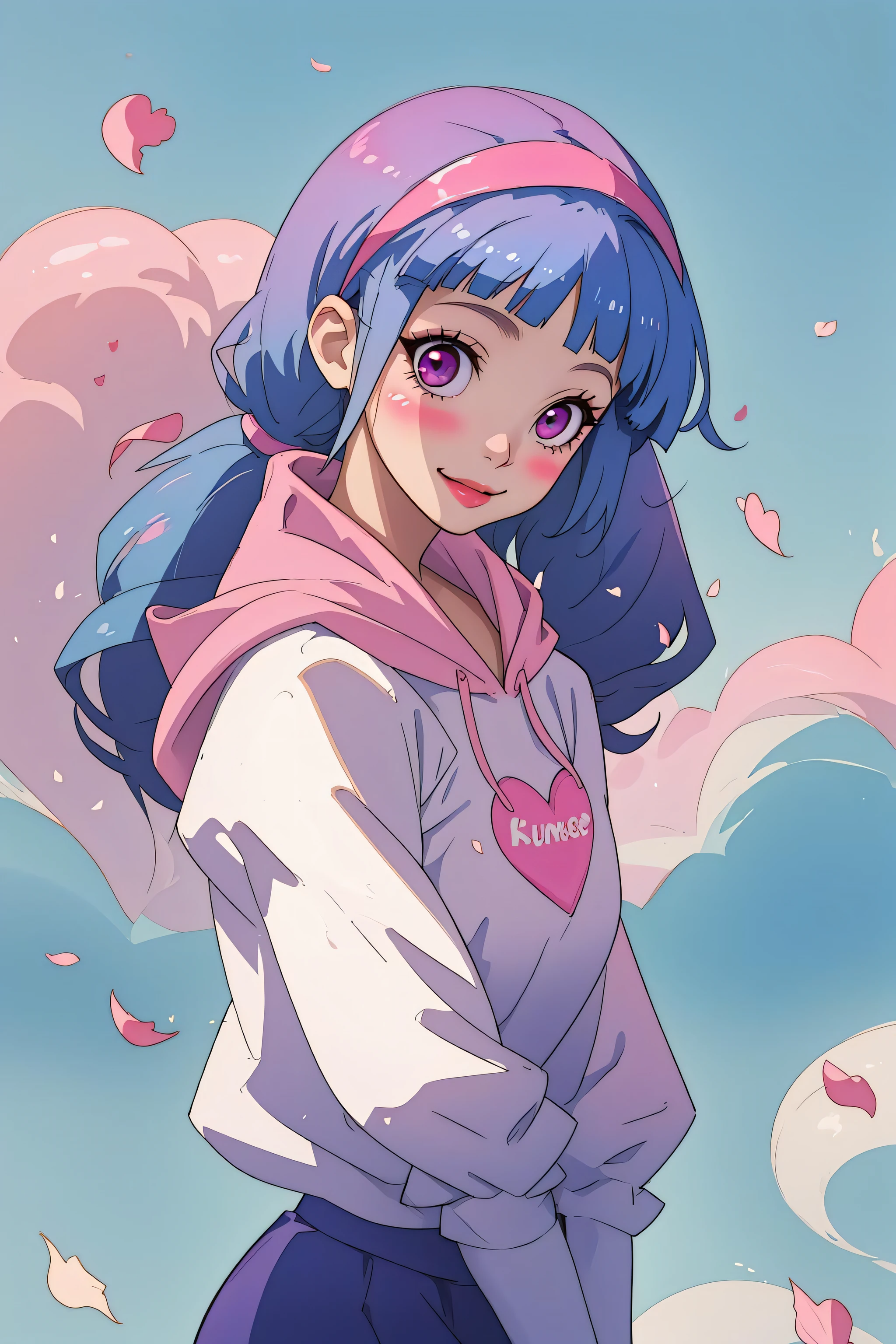 A close up of a person with a hoodie and a pink shirt - SeaArt AI