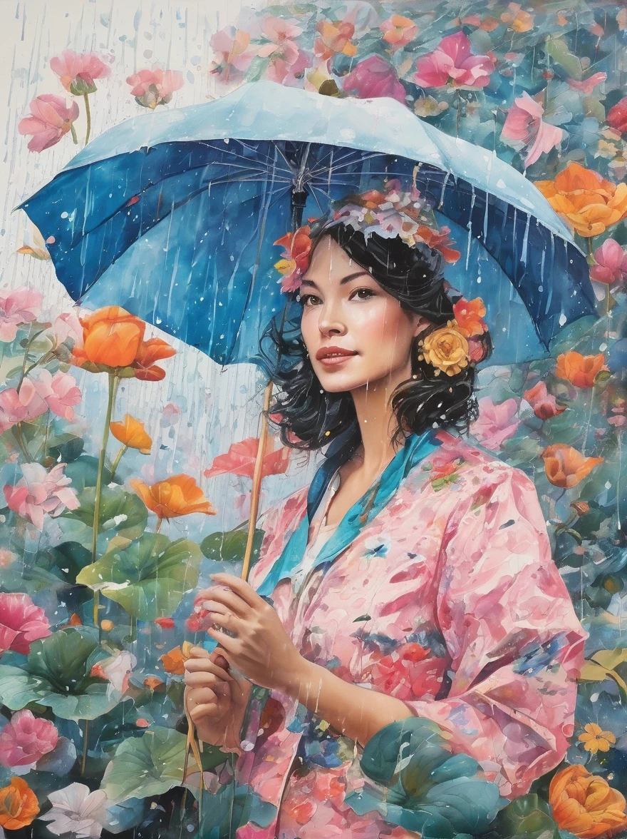 (painting:1.5), (National Science Foundation:1.2), A woman spins happily in the rain, 1 girl,flowery, Lycianthes ,Available in light pink and light blue styles..., Dreamy and romantic composition..., Flowers dropped on her face, Collage-based style, made from insects, William Wegman, colorism, White background, Pencil art illustration, National Geographic Photos, luxury, extravagant, fashionable, , abundant, grace, Breathtakingly beautiful, professional, high contrast, detailed, Describe a dreamlike appearance, whimsical scene,Elements appear to blend into the background, (Nurse in WWII costume ),, Eduardo Cobra (Eduardo Kobra) Quilting , Geometric walls, portrait, until, chibi,
yang08k, fair, dyeing,
Main works, better quality, better quality, official art, Beautiful and beautiful, best posture,perfect fingers, touching