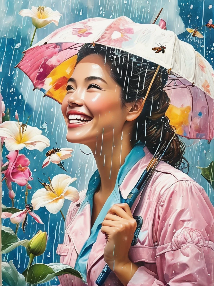 (painting:1.5), (National Science Foundation:1.2), A woman spins happily in the rain, 1 girl,flowery, Lycianthes ,Available in light pink and light blue styles..., Dreamy and romantic composition..., Flowers dropped on her face, Collage-based style, made from insects, William Wegman, colorism, White background, Pencil art illustration, National Geographic Photos, luxury, extravagant, fashionable, , abundant, grace, Breathtakingly beautiful, professional, high contrast, detailed, Describe a dreamlike appearance, whimsical scene,Elements appear to blend into the background, (Nurse in WWII costume ),, Eduardo Cobra (Eduardo Kobra) Quilting , Geometric walls, portrait, until, chibi,
yang08k, fair, dyeing,
Main works, better quality, better quality, official art, Beautiful and beautiful, best posture,perfect fingers, touching