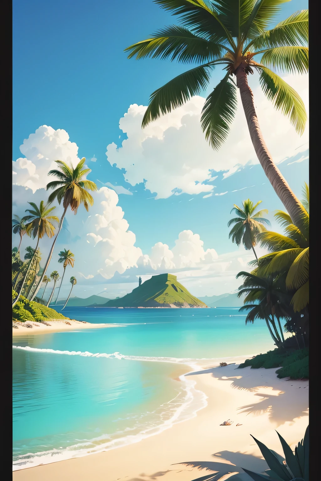 a palm tree , island landscape, vector-art