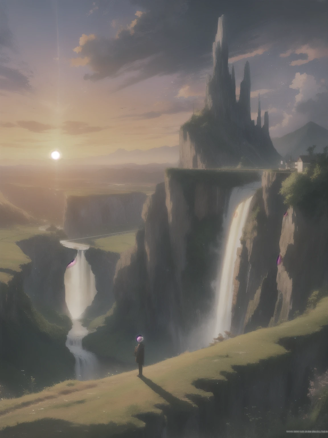 Anime-Landschaft with a river and a waterfall at sunset, love couple standing there, facing the sunset, beautiful Anime-Landschaft, Anime beautiful peace scene, Anime-Landschaft wallpaper, Anime-Landschaft, Anime-Natur, nice anime scene, Anime-Landschaft, Ross Tran. malerischer Hintergrund, Anime-Hintergrundkunst, Anime-Landschaft, Landschaftskunstwerk, a beautiful landscape, nice anime, Detailed Scenery – Width 672, Anime-Landschaft concept art