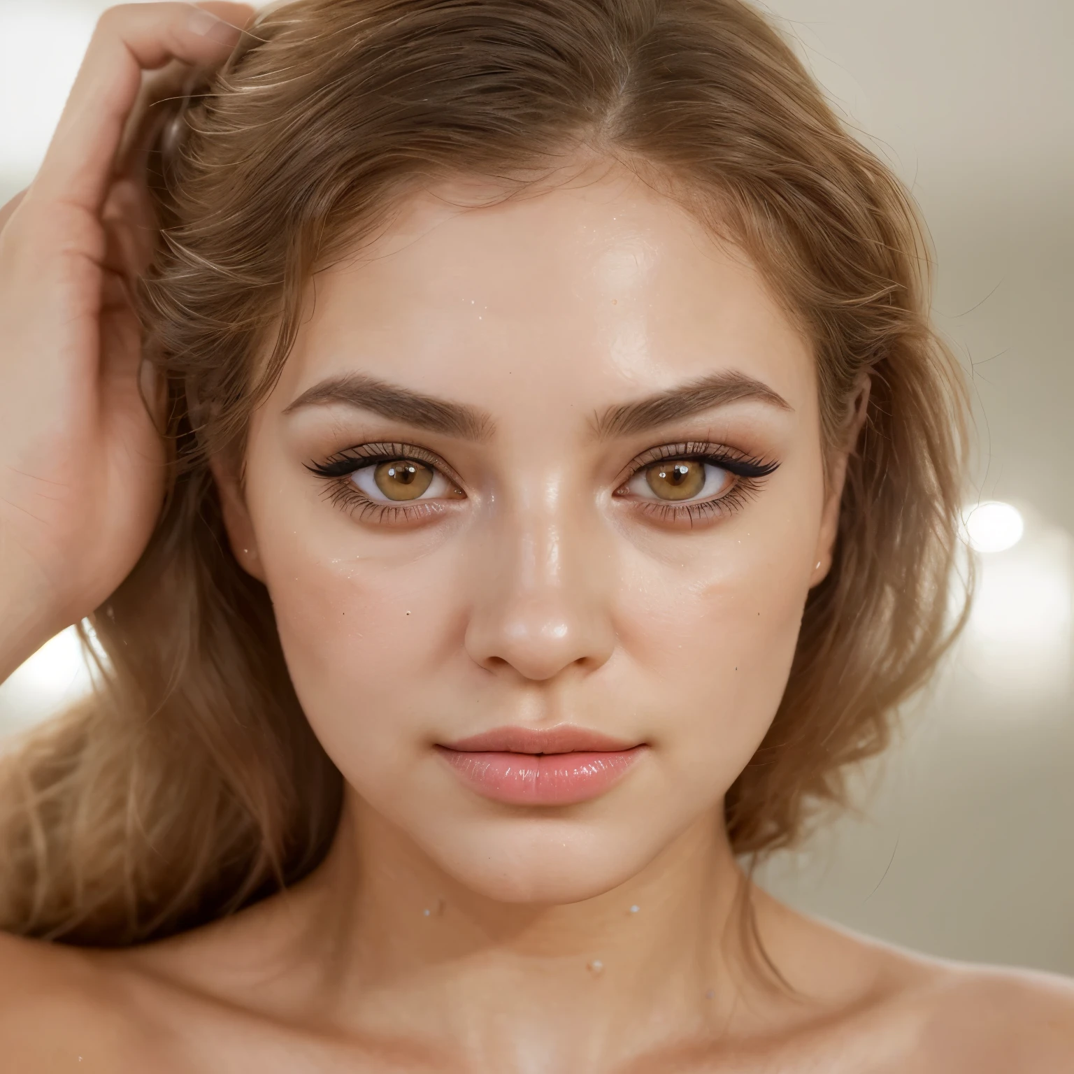 ### Instructions ###
Create a high quality image showing permanent eyebrow and lip makeup on a young woman. The photo should be taken in a professional studio, with an emphasis on lighting that perfectly emphasizes the quality and detail of the makeup. The focus should be on the face to show the work done in as much detail as possible.
### Context ###
The target audience is young professionals who value quality and strive for natural beauty. The image should inspire confidence and emphasize how permanent makeup can naturally enhance and highlight facial features.
### Detailed Requirements ###
- **Audience**: Young people who prefer elegance and naturalness in makeup.
- **Emotions**: Image should reflect confidence and emphasize natural beauty through carefully executed makeup.
- **Lighting**: Use professional studio lighting that mimics natural light to perfectly display makeup details and give your face a healthy glow.
- **Composition**: The shot should focus on the face to show details of eyebrow and lip makeup while highlighting the natural beauty and expressiveness of the model's look.