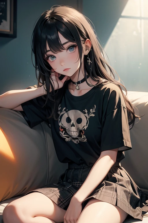 <lora:runny_makeup_v0.2:1.0>
1girl, runny makeup,
black hair, black eyes,
eyeshadow, eyeliner, t-shirt, skull,, masterpiece, best quality, highly detailed