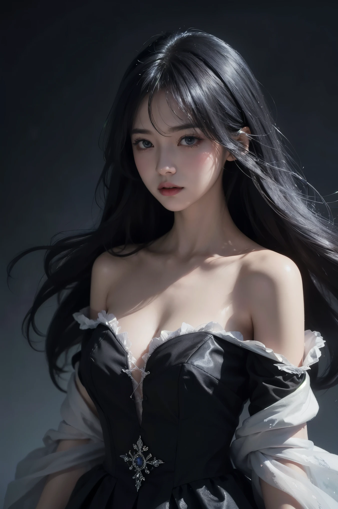 Mysterious Dark Princess,perfectly structured, (aquarelle), Digital illustration, style of anime, The content is very detailed, Volumetriclighting,, pastelcolor, dynamic combination, The image is clear and sharp, (Exquisite, sublimation:1.2), Indescribably beautiful,