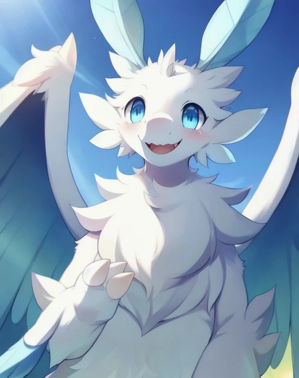 by Whooo-Ya, by Sskomu \(artist\), by Kakure Eria, (solo furred dragon quivern:1.3), (fluffy, white body, wings, blue eyes, round eyes, blue antennae, feather antennae, white claws, submissive:1.25), BREAK, detailed background, depth of field, shadow, sunlight, ambient silhouette, backlighting,female,on the futon,charm,take a breath,Estrus,climb over someone,I'm snickering,sex(The other person is a person),Drool,There&#39;s someone under my crotch,Juice from the vagina