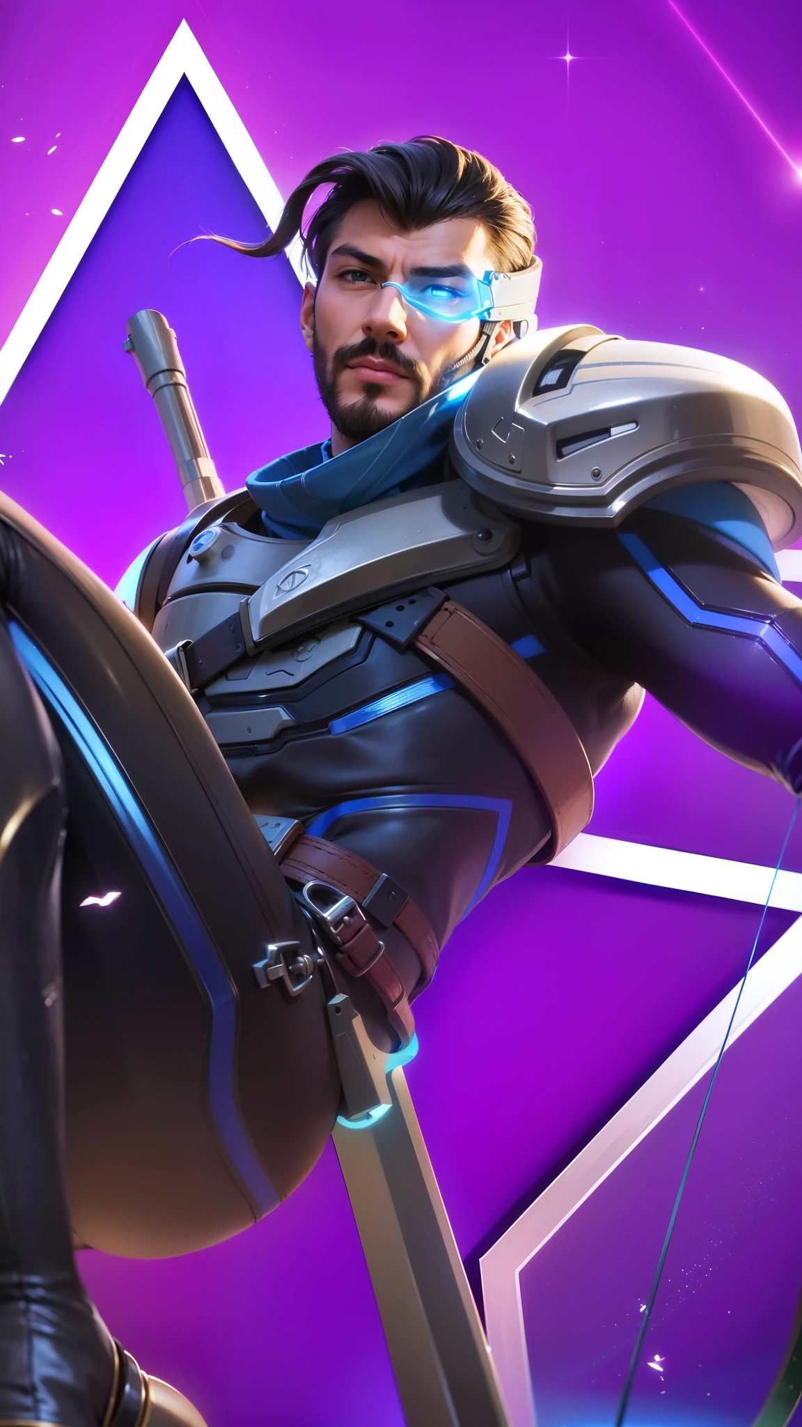 a close up of a young man with a sword and a helmet, 8k, ultra hd, ultra detailed texture, hyper realistic, masterpiece, detailed texture, detailed face, detailed skin, detailed lighting, (photorealistic:1.5), best quality, beautiful lighting, cinematic lighting, professional lighting, ultra highres, realistic, detailed hair, real hair, high quality, (realskin:1.5), extremely detailed, finely detail, ultra-detailed, young man with a thin mustache and beard.