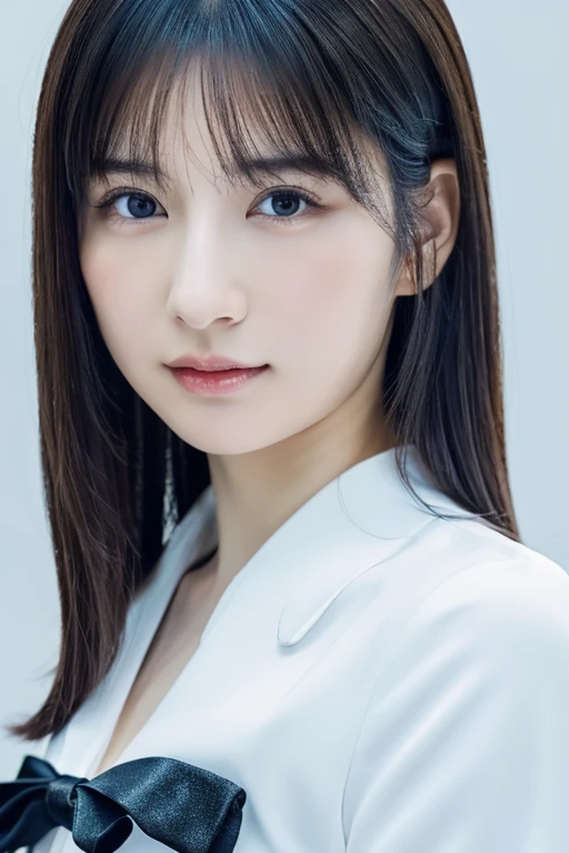 (1 girl), 25 year old japan,medium head of black hair, wonderful face and eyes, black tie,white shirt,((highest quality)), (Super detailed), (very detailed CG 統合 8k 壁紙), very detailed, High resolution raw color photos, professional photography, full body photo,white background