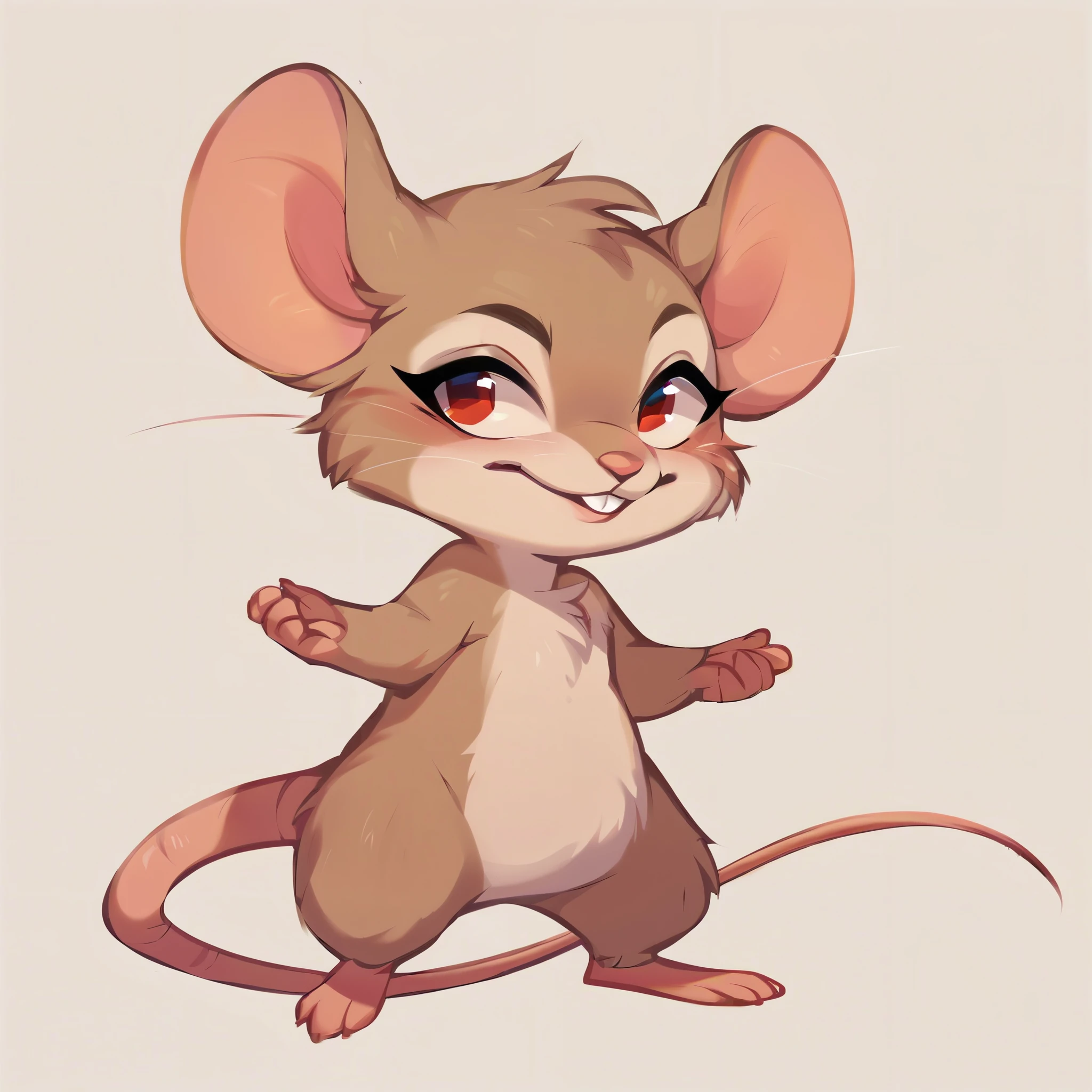 score_9, score_8_up, score_7_up, score_6_up, score_5_up, score_4_up, show accurate, full body, hungry body, simple background, (solo), (semi anthro), mouse, female mouse, standing, (light brown dull fur), red eyes,