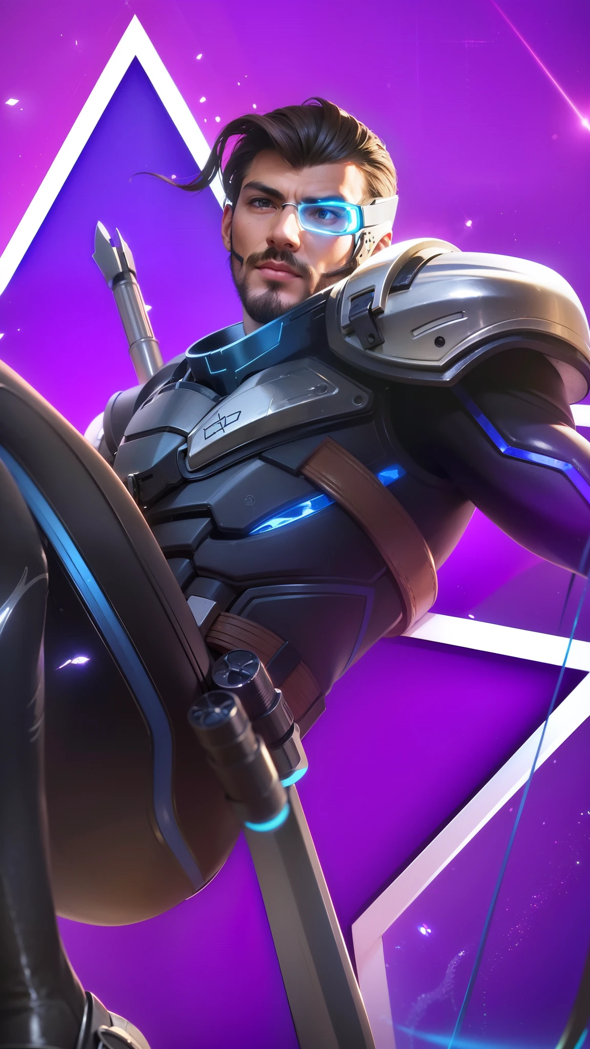 a close up of a young man with a sword and a helmet, 8k, ultra hd, ultra detailed texture, hyper realistic, masterpiece, detailed texture, detailed face, detailed skin, detailed lighting, (photorealistic:1.5), best quality, beautiful lighting, cinematic lighting, professional lighting, ultra highres, realistic, detailed hair, real hair, high quality, (realskin:1.5), extremely detailed, finely detail, ultra-detailed, young man with a thin mustache and beard.