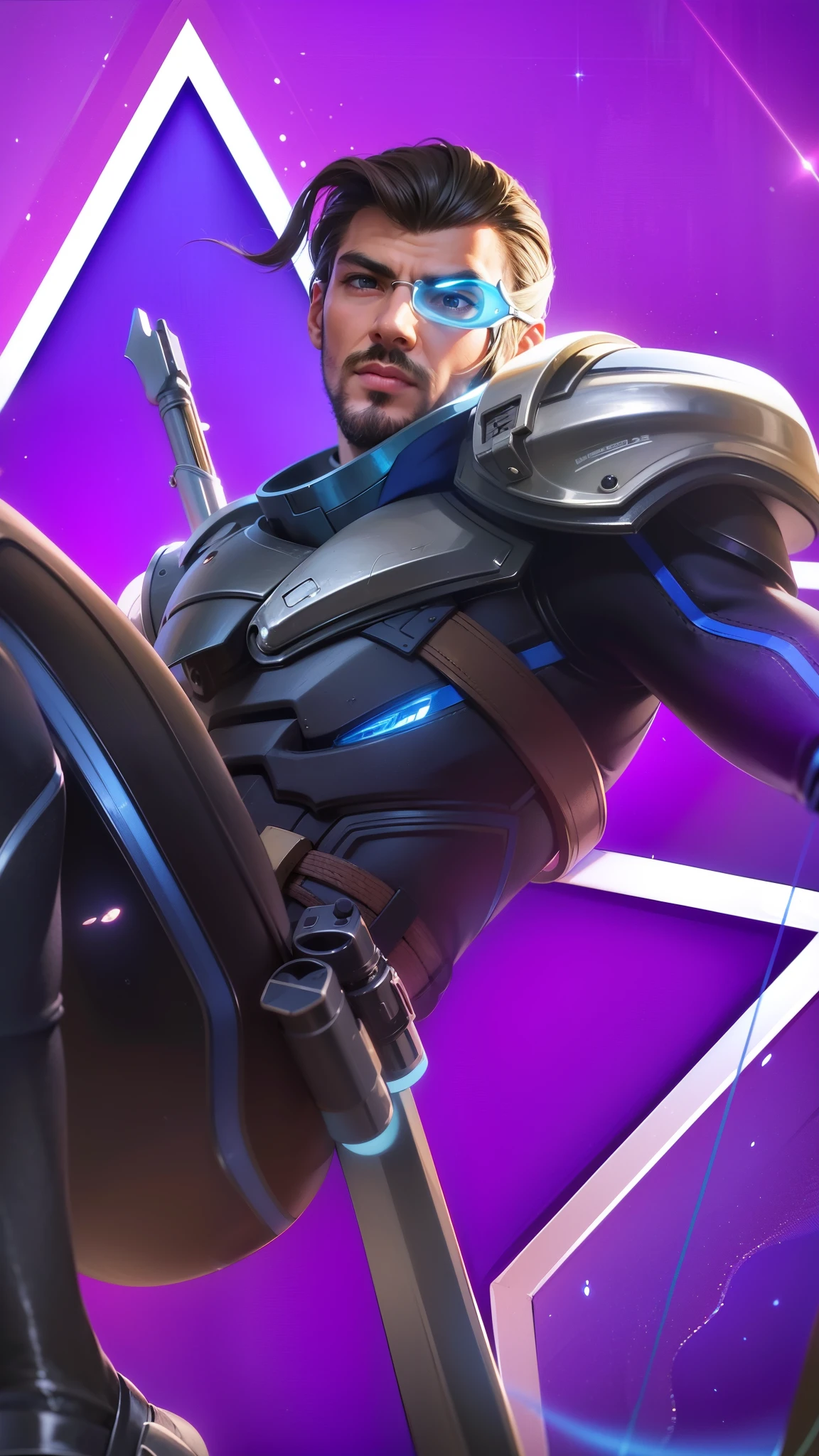 a close up of a young man with a sword and a helmet, 8k, ultra hd, ultra detailed texture, hyper realistic, masterpiece, detailed texture, detailed face, detailed skin, detailed lighting, (photorealistic:1.5), best quality, beautiful lighting, cinematic lighting, professional lighting, ultra highres, realistic, detailed hair, real hair, high quality, (realskin:1.5), extremely detailed, finely detail, ultra-detailed, young man with a thin mustache and beard.