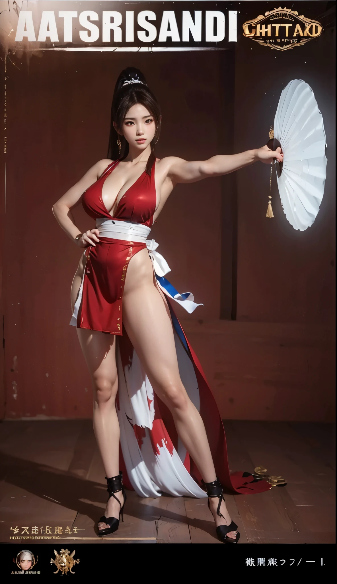((8K+ultra high resolution+ultra high definition+masterpiece+Very detailed+Award-winning+Award-winning works)),(perfect face+supermodel+delicate skin+high ponytail+huge breasts+perfect hands+beautiful hands+perfect hands指+beautiful hands指),[[[muscle]]],(((anatomically correct))) ,The picture is extremely sharp，The details are meticulous，High-quality；Clever light handling，Create a dramatic atmosphere；Master of brushstrokes，Impeccable professionalism，An unforgettable work of art。