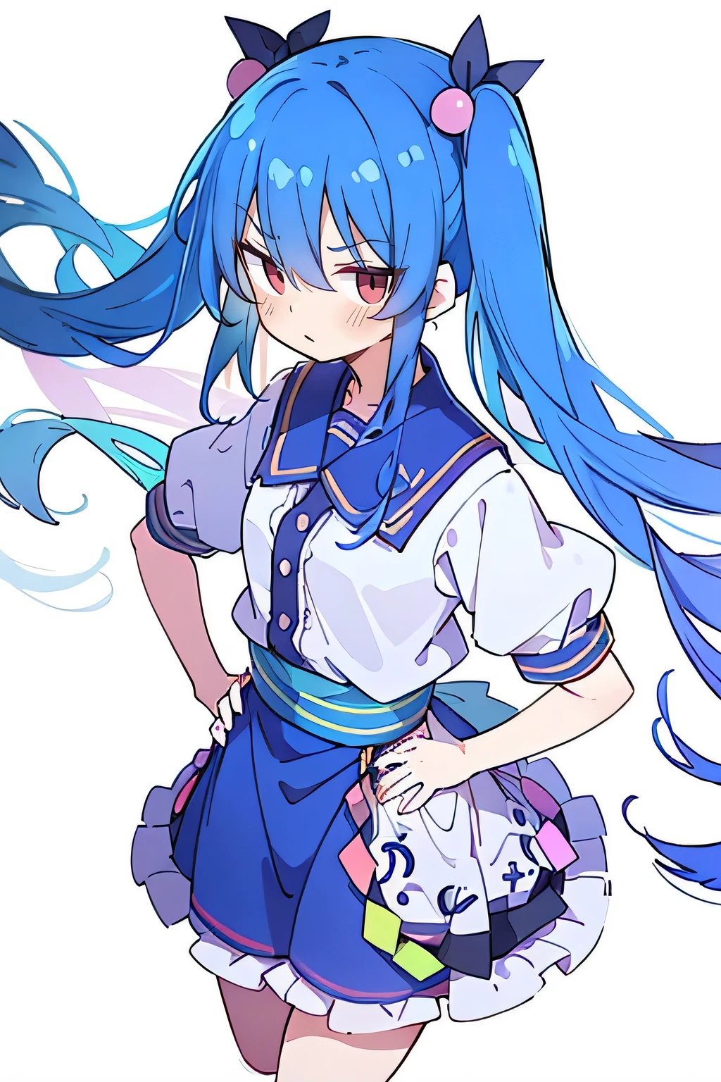 (masterpiece),best quality, expressive eyes, perfect face, 1girl,
Put your hands on your waist,fair, Gorgeous,Japanese cartoons,girl,lola,Hina Angel, blue hair, blue haired, floating clothes,Grab your waist, Grab your waist, hands on hips , hands on hips,sit, sit on ground, Legs on the ground, flat chest