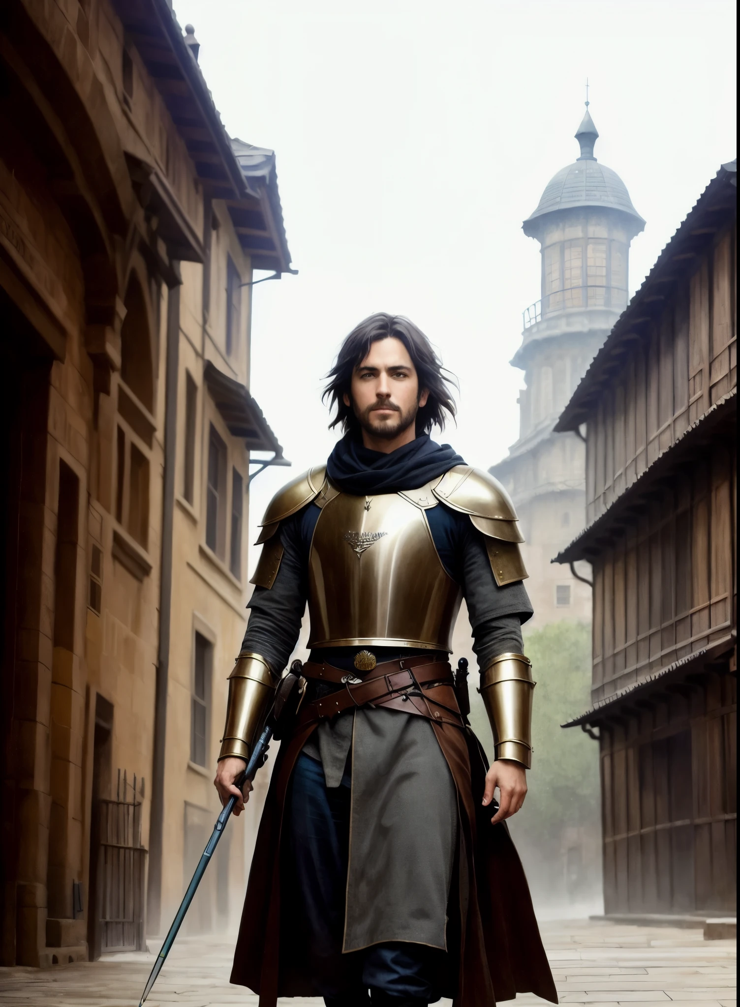 modelshoot style, (extremely detailed CG unity 8k wallpaper), full shot body photo of the most beautiful artwork in the world, medieval armor, professional majestic oil painting by Ed Blinkey, Atey Ghailan, Studio Ghibli, by Jeremy Mann, Greg Manchess, Antonio Moro, trending on ArtStation, trending on CGSociety, Intricate, High Detail, Sharp focus, dramatic, photorealistic painting art by midjourney and greg rutkowski