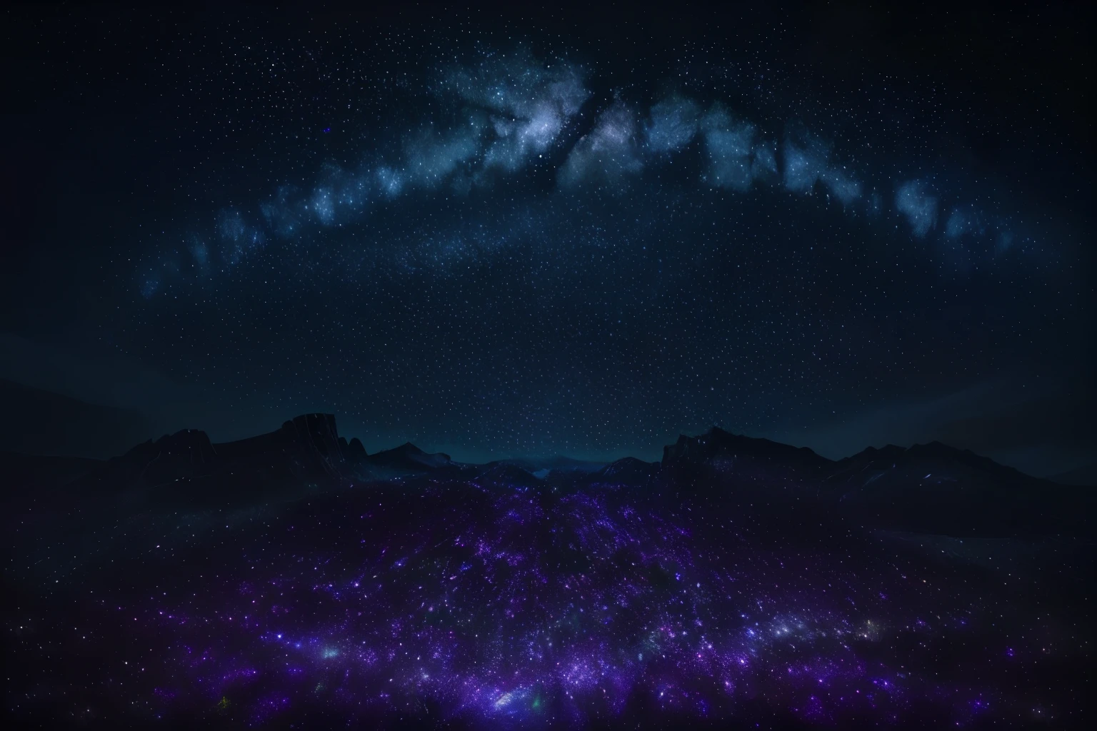 Amidst the glittering wonder, the shimmering night sky reveals its breathtaking beauty. The vast darkness serves as a beautiful canvas for a cluster of shimmering celestial bodies, each casting a brilliant glow across the sky. This striking image could be a painting captured in impeccable detail, revealing the brilliance of the universe against the backdrop of a soft night. The stars twinkled like precious gems scattered on the deep velvet fabric, creating an enchanting scene that truly mesmerized the viewer.