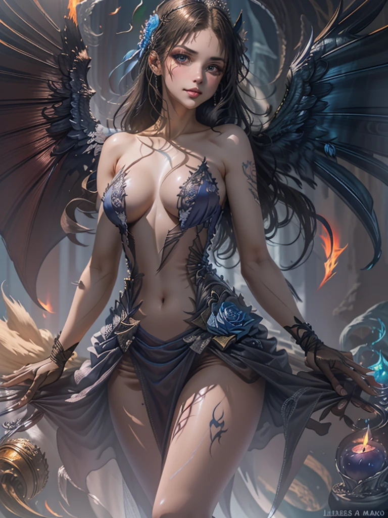 ((Melhor qualidade)), ((obra de arte)), (detalhado), seductive succubus, Ethereal beauty, empoleirado em uma nuvem, (fantasy illustration:1.3), olhar encantador, pose cativante, asas delicadas, encanto sobrenatural, mystical sky, (Luis Royo:1.2), (Yoshitaka Amano:1.1), noite de lua cheia, cores suaves, (detalhado cloudscape:1.3), (high resolution:1.2)