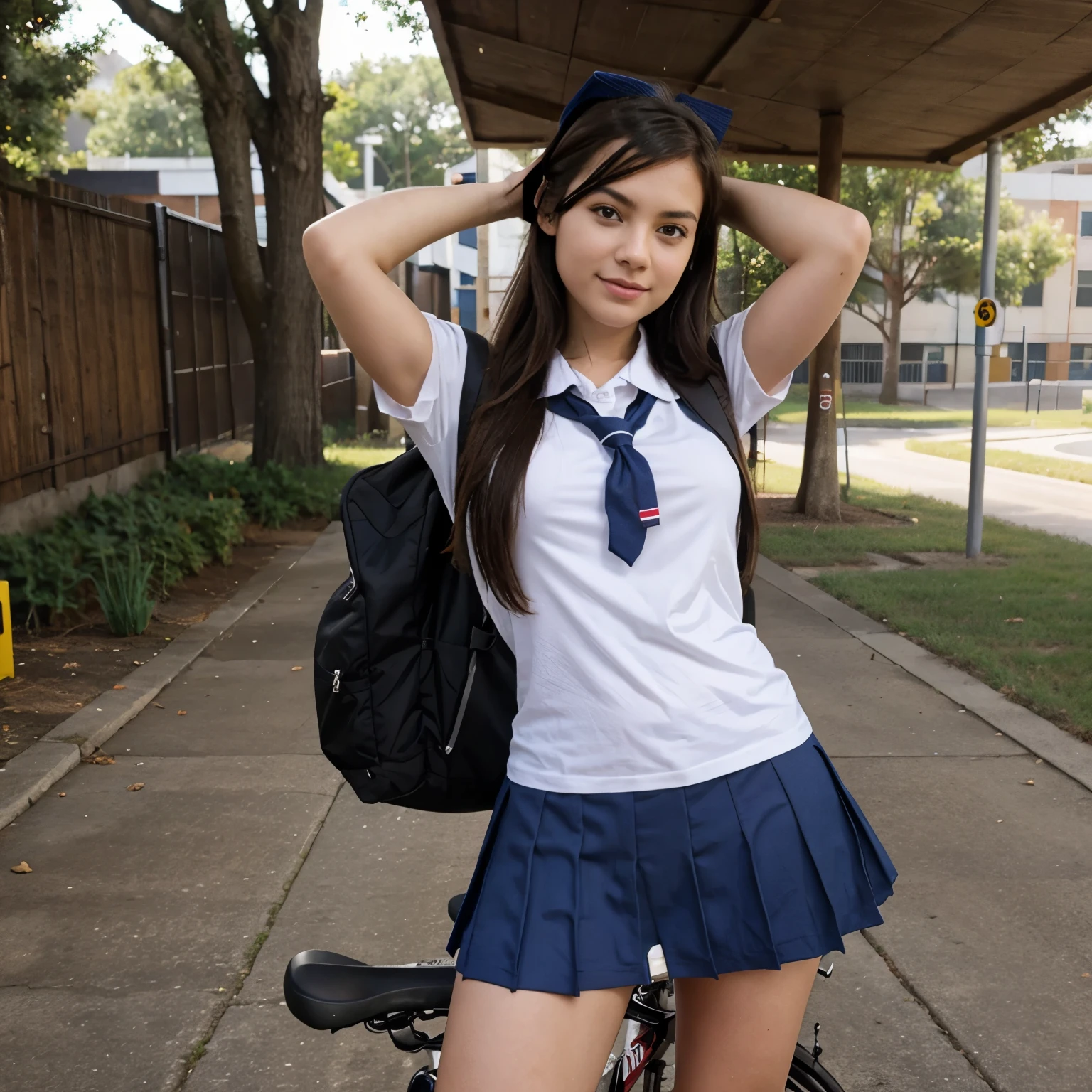 School girl in bike 