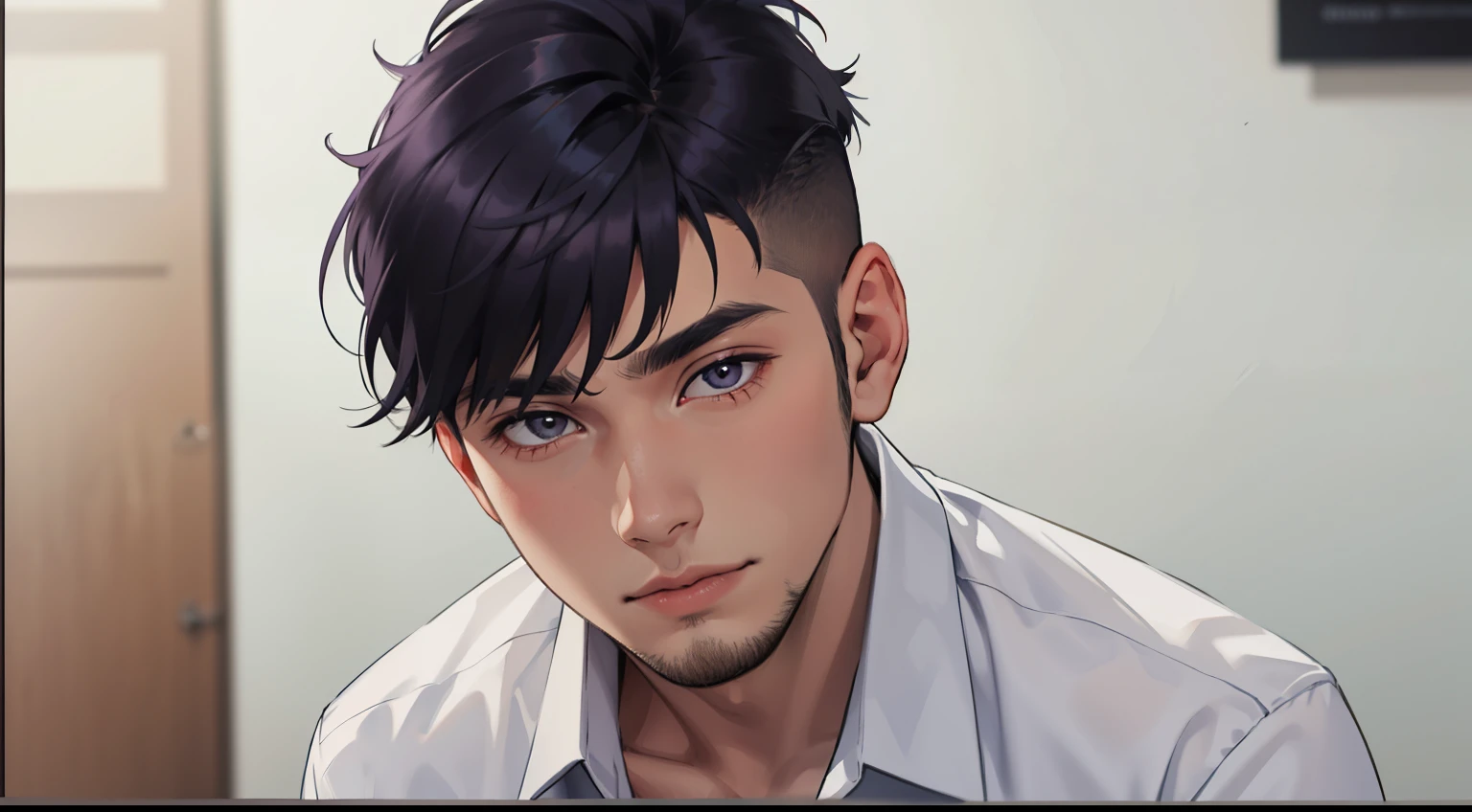 miedo preocupacion esta asustado lindo chico de cabello morado esta muy preocupado asustado sorprendido