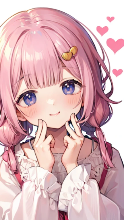Innocent、cute、heart、pinch cheeks、smile