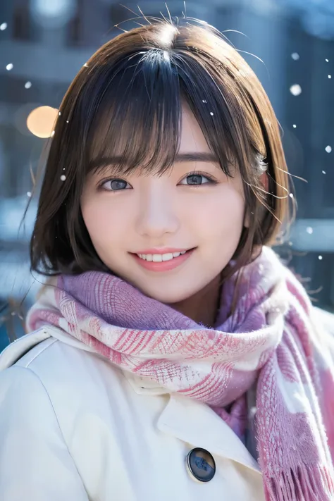 (highest quality、masterpiece、8k、best image quality、hyper realism、award-winning work)、1 girl、(an elegant heavy winter coat:1.1)、(...