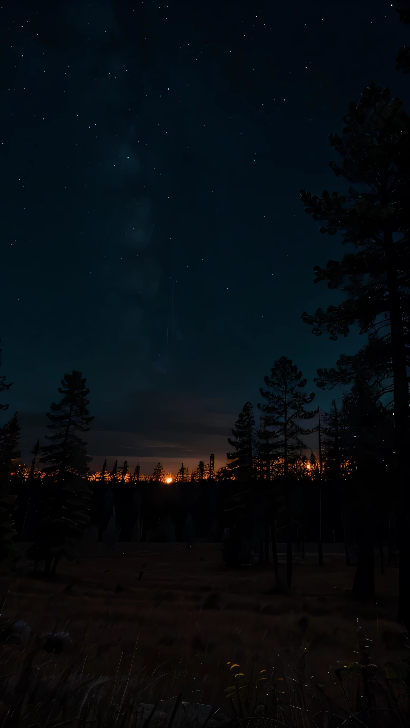 Horror forest, night sky, 8k