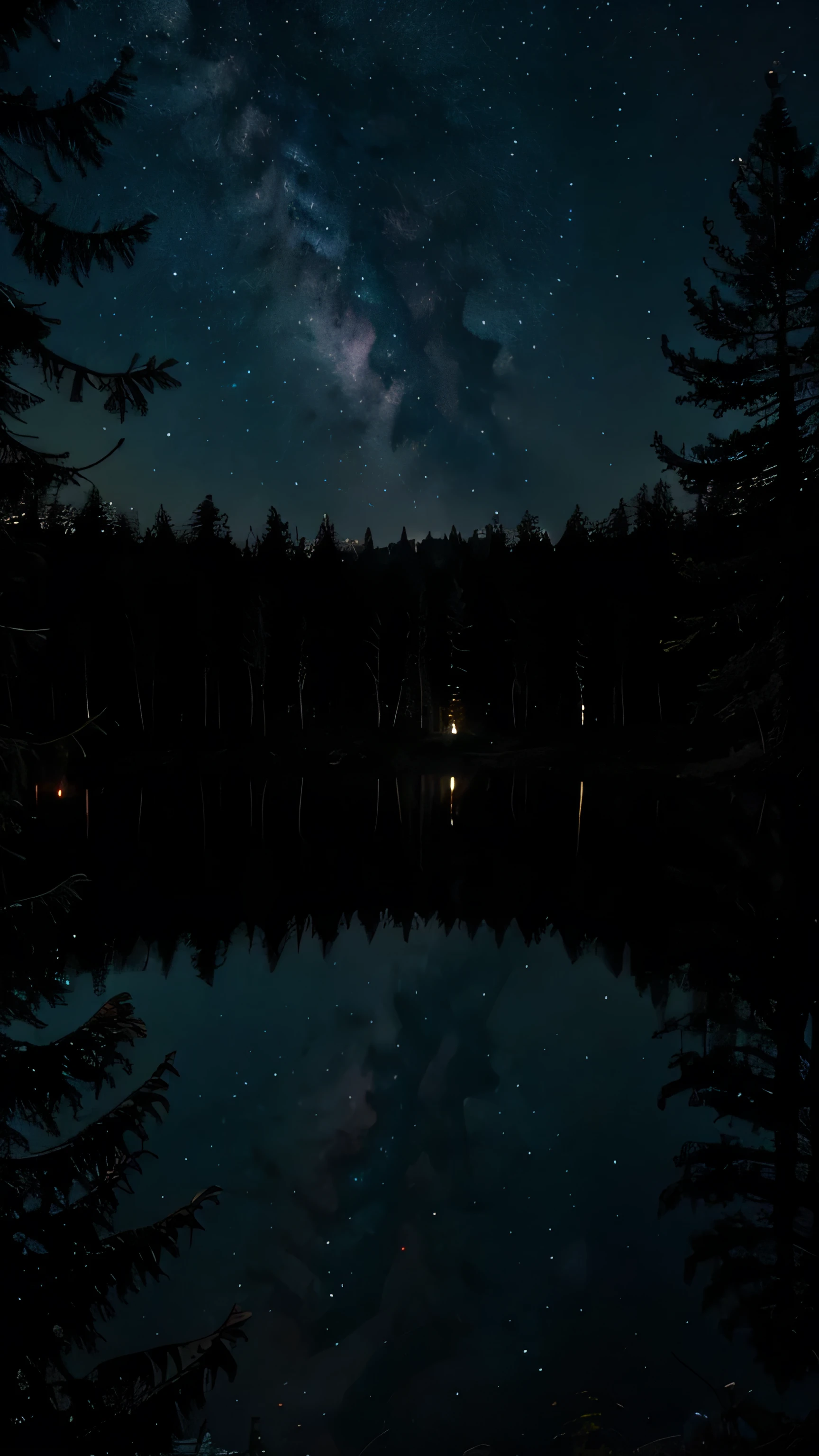 Horror forest, night sky, 8k