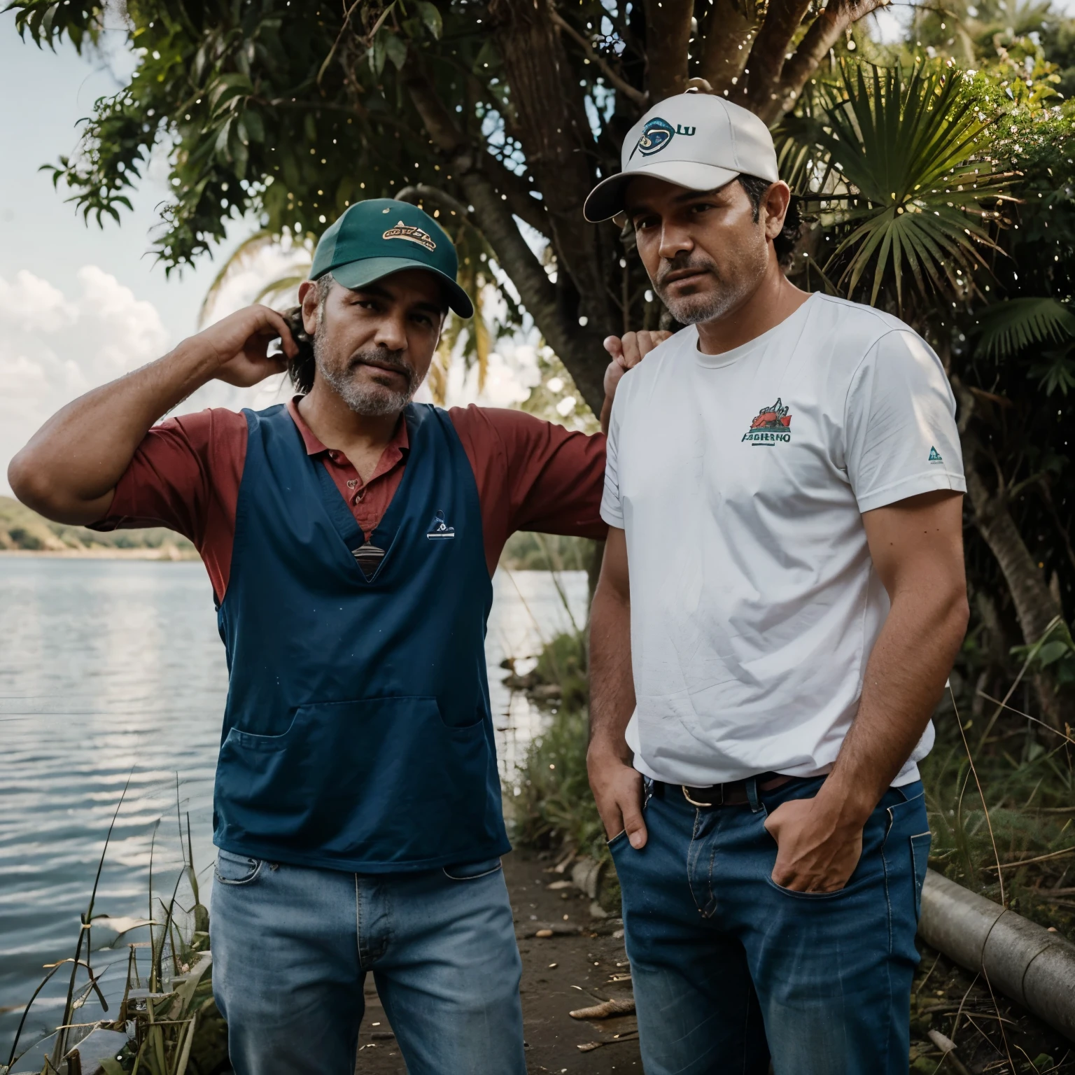 Imagem de um pescador e um agricultor juntos