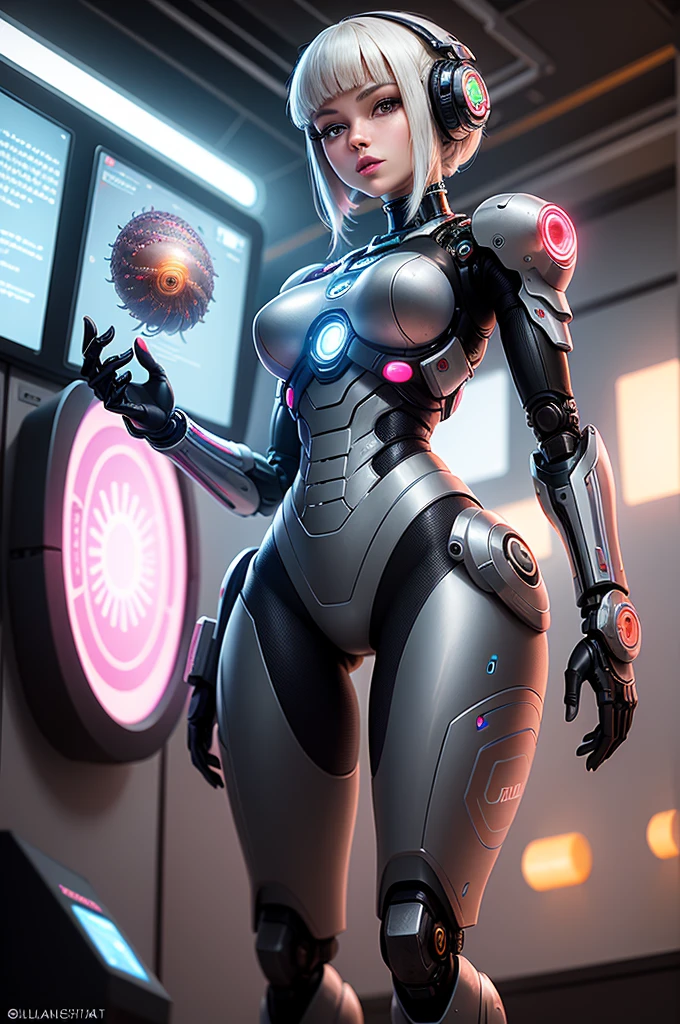 (beste-Qualit, realistness: 1.37, ultra-detailliert, An extremely detailed cybernetic organism: 1.1), beautiful drawing, Robot worm with the head of a beautiful girl, Complex, bright colours, Professional, Sci-fi, studio lightning
