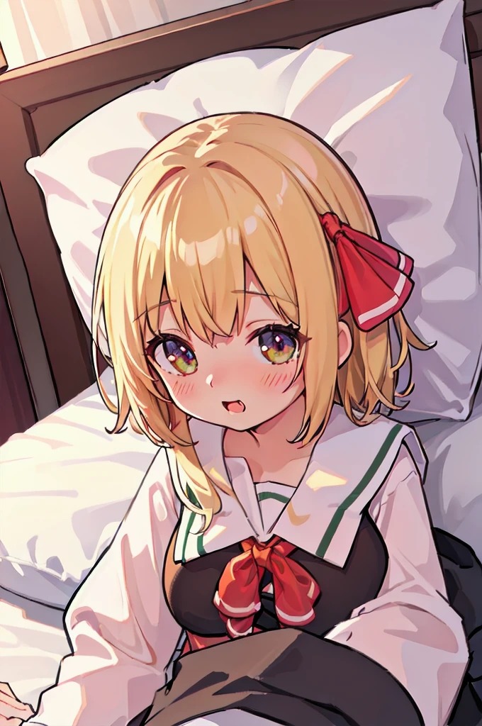 (((pnkserafuku))), best quality,ultra detail, 1girl, chibi, rumia_touhou, ((shiny hair)),((shiny glossy hair)), floating air blonde_hair, ribbon, short_hair, hair_ribbon, vest, open_mouth, red_ribbon,facing viewer, (((spread legs onbed))),(((vaginal,sex))),(((cum in pussy))),(((from above))), (((lying on bed))),(((white bed sheet))),(((lie on the pillow))),(((perfect anatomy))),(masterpiece:1.0),(Highest_quality:1.0),detailed,highly detailed,ultra detailed,extremely detailed CG,super high resolution,4k,super detailed, photograph,high resolution,8K,HDR,Highly detailed CG Unity 8k wallpaper,super detailed skin,detailed beautiful eyes,detailed beautiful face,detailed beautiful face and eyes,very detailed background,perfect,lighting,colorful, bright_front_face_lighting,shiny skin,(highly detailed background),looking at the viewer,(Focus on her face), solo, upper body, looking at viewer, upper angle, (blond), perfect quality, good quality, masterpiece, HDR, UHD missionary position,masterpiece,best quality,detailed,highly detailed,ultra detailed,extremely detailed CG,high resolution,8K,super detailed skin, ((detailed beautiful eyes)),detailed beautiful face,detailed beautiful face and eyes,very detailed background,highly detailed background,(front view),((super big breasts)),looking at viewer,The girl&#39;s breasts aren&#39;t exposed at all., You can clearly see that she has very large breasts.,((kawaii)),((orgasm face)),