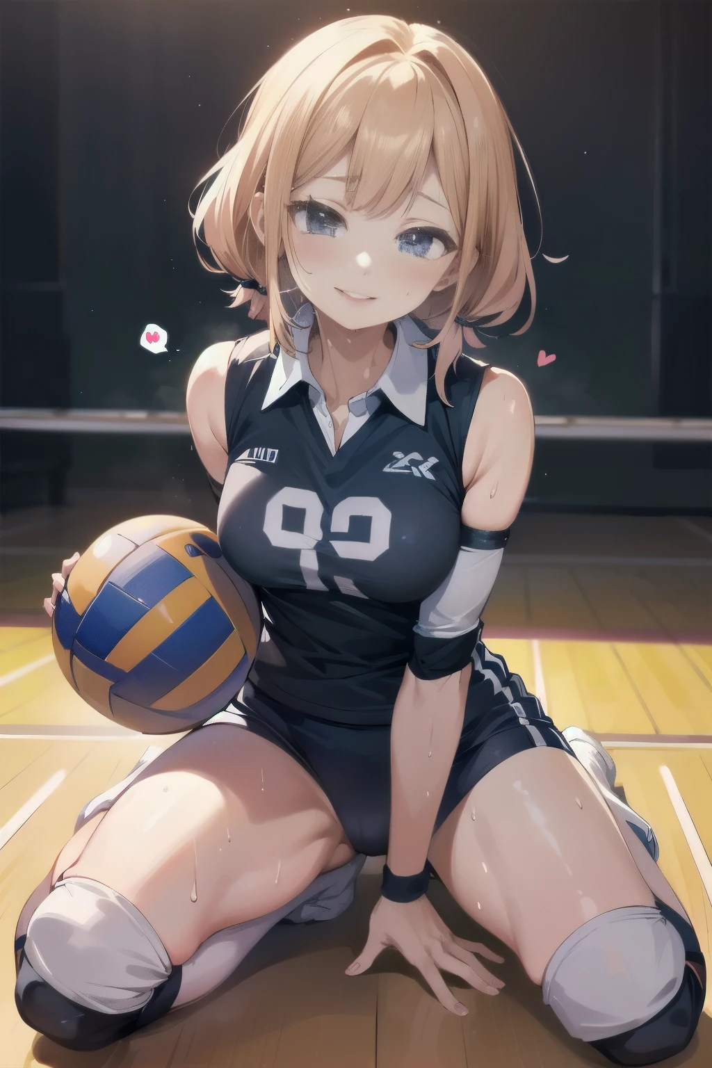 unity 8k wallpaper, anatomically correct, (((masterpiece))), (((best quality))), (((ultra detailed))), (((high-resolution))), ((Ultimate cutie)), perfect hands, perfect finger, (((good anatomy))), detailed beautiful face, shiny hair, (((gyaru))), (potbelly), (curvy), medium breasts, ((Thick thighs)), (((solo))), ((seductive smile)), (((blush))),
BREAK, (((sit astride the perfectly spherical shape 6-inch volleyball))), (((Straddling a perfectly spherical 6" volleyball))), (((Perfectly spherical 6" volleyball fits perfectly crotch))), BREAK, (((Rub the Perfectly spherical 6" volleyball against crotch))), (masturbation),
BREAK, (Collared volleyball uniforms), sleeveless, ((buruma)), ((kneepad)), pussy juice stained, (elbow pad), (((sweat))), (((covered in sweat))), ((deep breathing)), in Volleyball Court, indoor, lighting, looking at viewer, full body, (spoken heart)