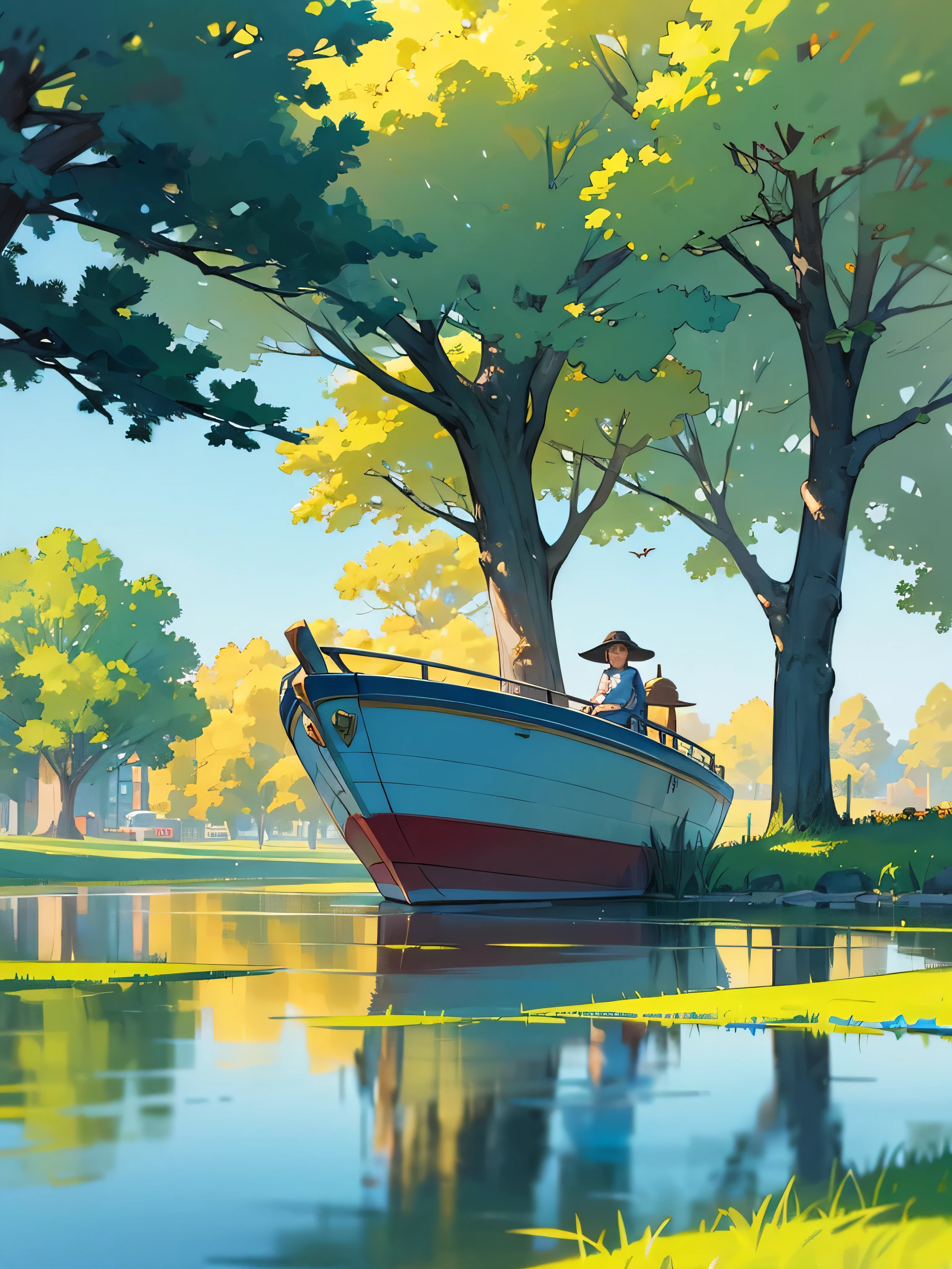 A sunny summer morning in the park, with a serene blue lake at the center of it all. The park is filled with vibrant colors from the surrounding flowers and trees. The fragrance of nature fills the air. Birds chirp happily, adding to the joyful atmosphere. Boats gracefully glide across the calm lake, creating ripples that reflect the shimmering sunlight. The scene is captured in the best quality, with ultra-detailed elements and a realistic, photorealistic touch. The artwork showcases the beauty of the park, highlighting its scenic landscapes and the peaceful ambiance. The colors are vivid and vibrant, accentuating the lively summer atmosphere. The lighting is soft but radiant, casting a warm glow on everything it touches. This masterpiece creates a sense of tranquility and bliss, transporting the viewer to a serene summer day in a picturesque park.