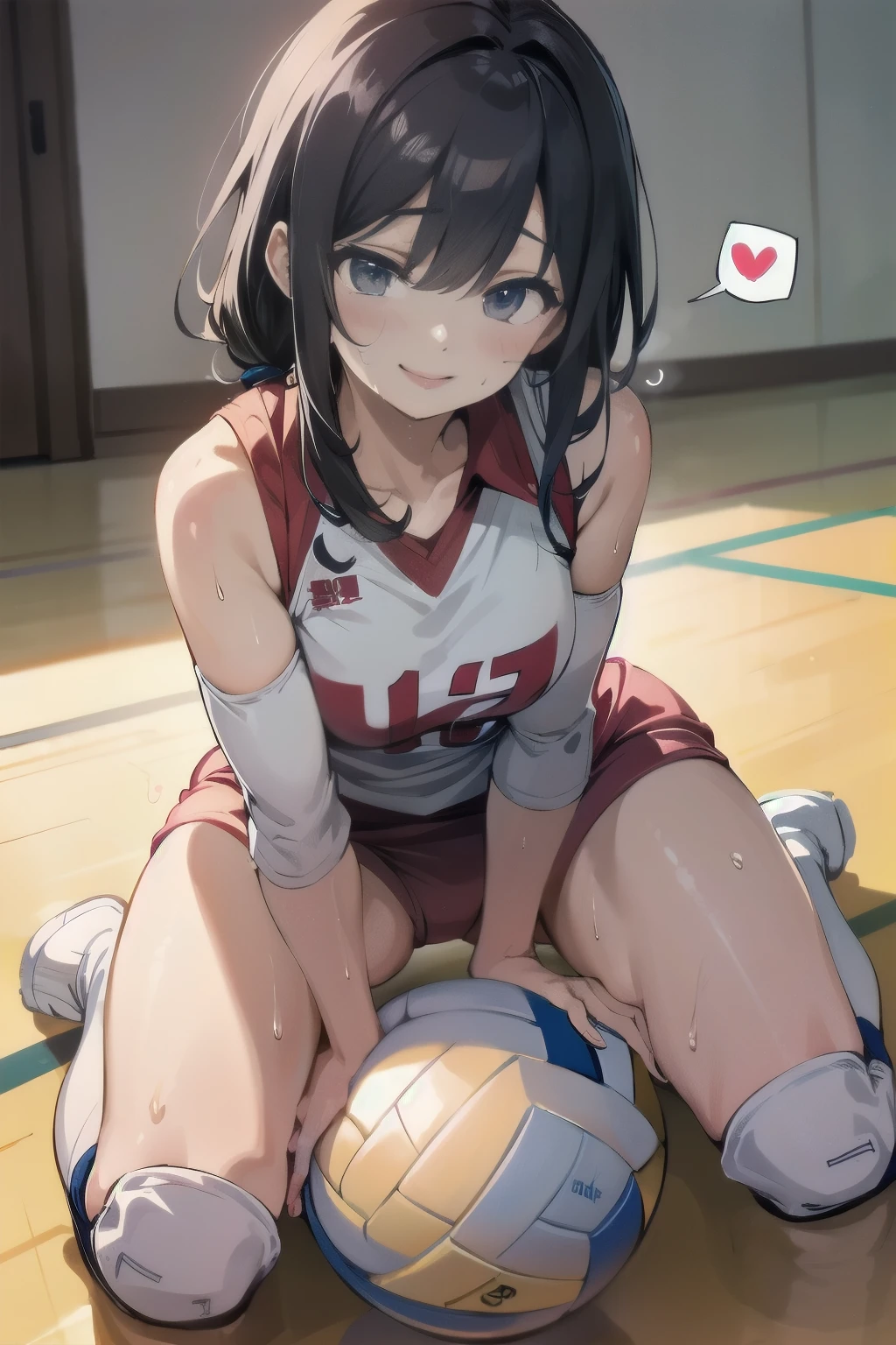 unity 8k wallpaper, anatomically correct, (((masterpiece))), (((best quality))), (((ultra detailed))), (((high-resolution))), ((Ultimate cutie)), perfect hands, perfect finger, (((good anatomy))), detailed beautiful face, shiny hair, (((gyaru))), (potbelly), (curvy), medium breasts, ((Thick thighs)), (((solo))), ((seductive smile)), (((blush))),
BREAK, (((sit astride the perfectly spherical shape 6-inch volleyball))), (((Straddling a perfectly spherical 6" volleyball))), (((Perfectly spherical 6" volleyball fits perfectly crotch))), BREAK, (((Rub the Perfectly spherical 6" volleyball against crotch))), (masturbation),
BREAK, (Collared volleyball uniforms), sleeveless, ((buruma)), ((kneepad)), pussy juice stained, (elbow pad), (((sweat))), (((covered in sweat))), ((deep breathing)), in Volleyball Court, indoor, lighting, looking at viewer, full body, (spoken heart)