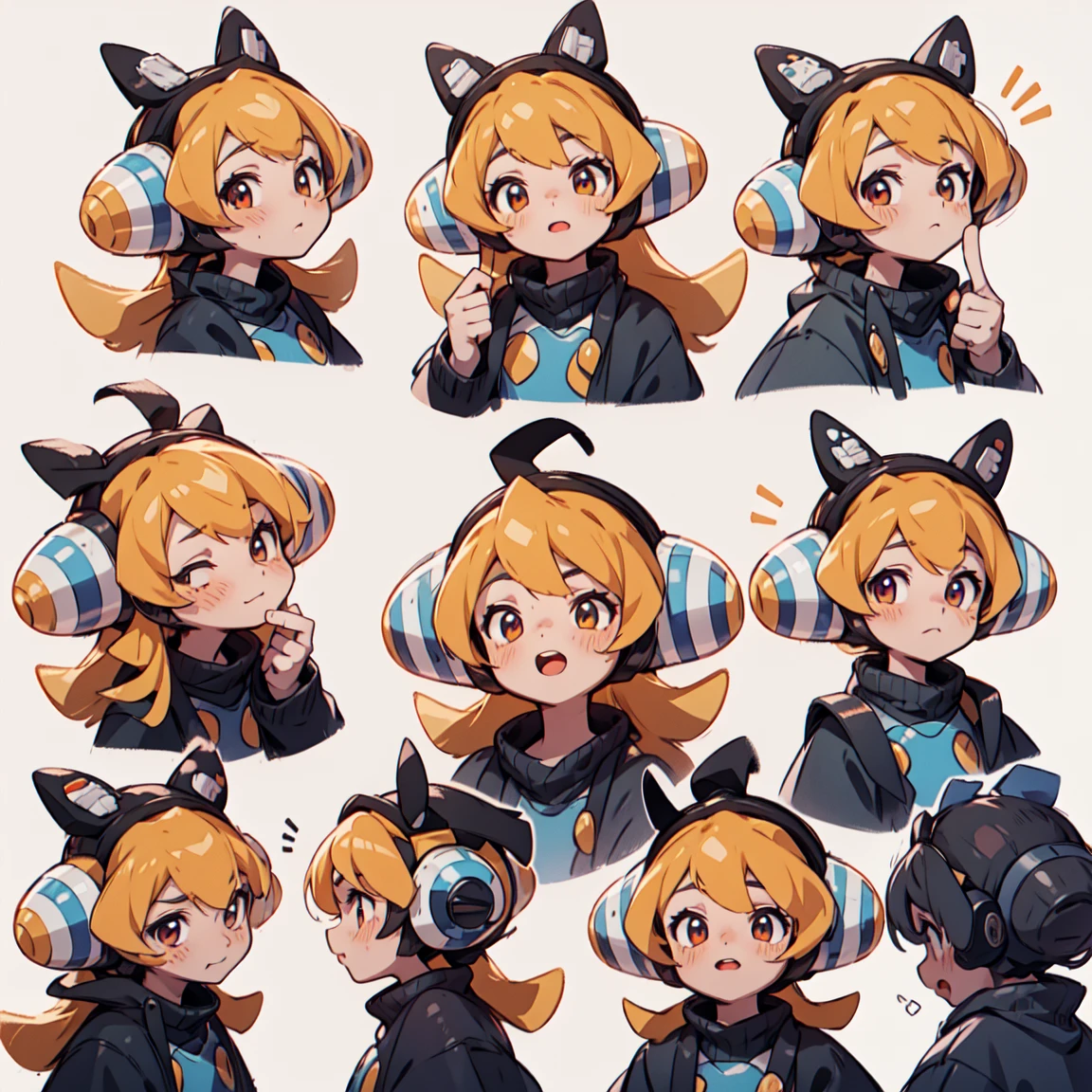 Paquete de avatar de chica linda, paquete de emojis, Misma chica, pelirrojo pelo naranja, ojos verdes, Multiple poses and expressions, 4k, obra maestra, Mejor calidad, Alinear arreglocanela_megamanxcm, 1 chica, solo, androide, enfermero, enfermero cap with sky blue cross, pelo rubio, ojos verdes, pelo largo, obra maestra, alta calidad, sonrisa, 