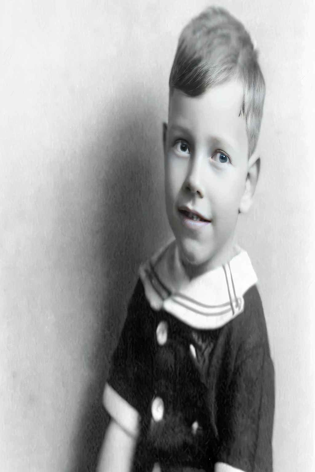 arafed photo of a young boy in a sailor's outfit, young david bowie,  as a boy, young robert plant, classic portrait, george h.w. bush, young jim caviezel, black and white old photograph, linus sebastian, young tom hiddleston, early black and white photo, young boy, jim henson, historical photo