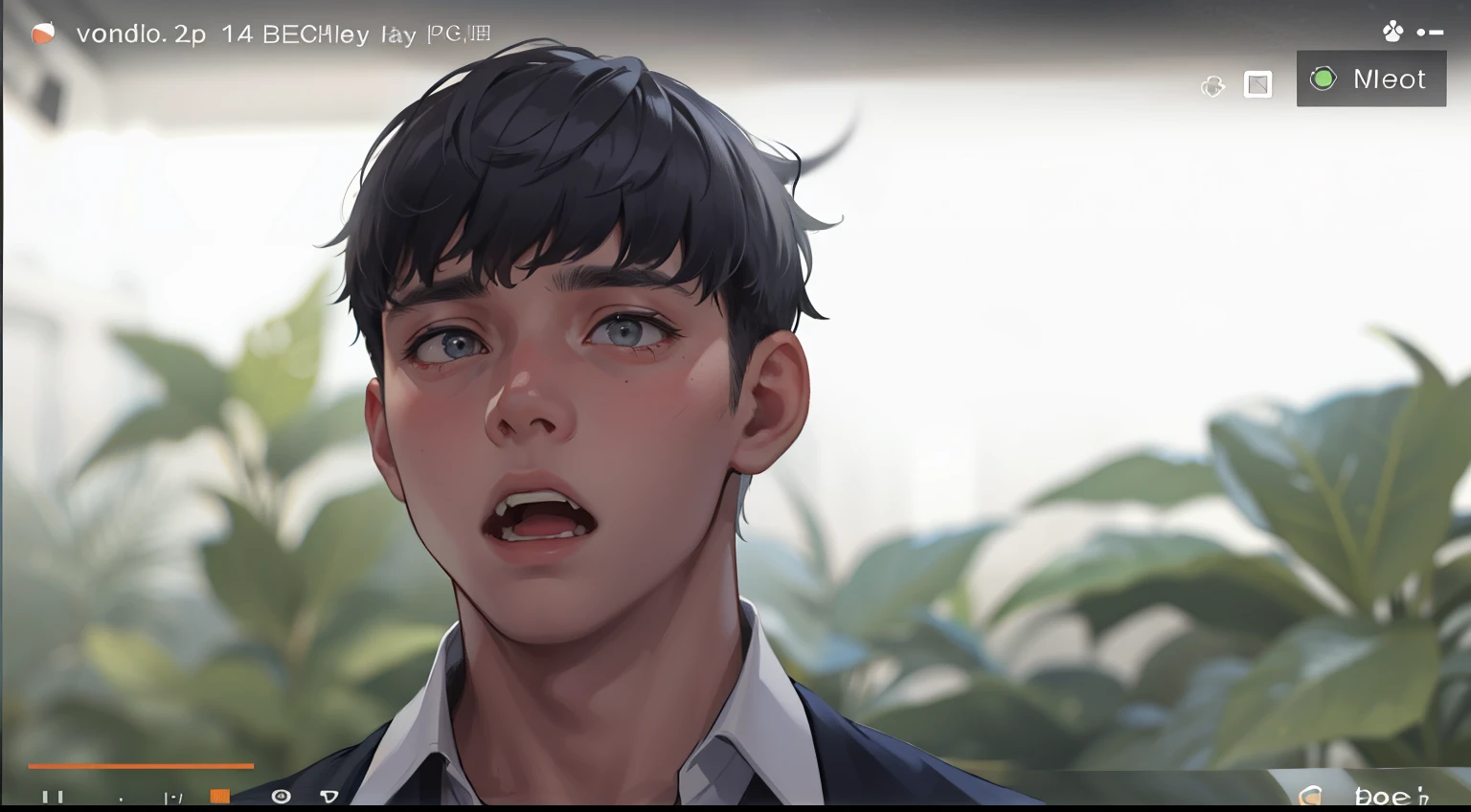 gray hair gray eyes 16 years old he is surprised he is a little scared