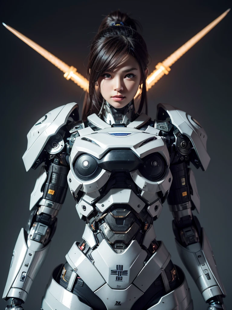 Textured skin, Super Detail, high details, High quality, Best Quality, hight resolution, 1080p, hard disk, Beautiful,(cyborgs),Boob missiles,Machine gun on the back,beautiful cyborg woman,Mecha Cyborg Girl,Battle Mode,Girl with a Mecha Body,