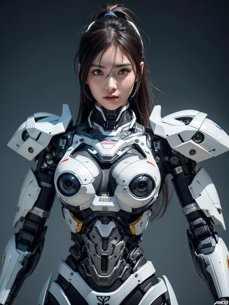 Textured skin, Super Detail, high details, High quality, Best Quality, hight resolution, 1080p, hard disk, Beautiful,(cyborgs),Boob missiles,Machine gun on the back,beautiful cyborg woman,Mecha Cyborg Girl,Battle Mode,Girl with a Mecha Body,