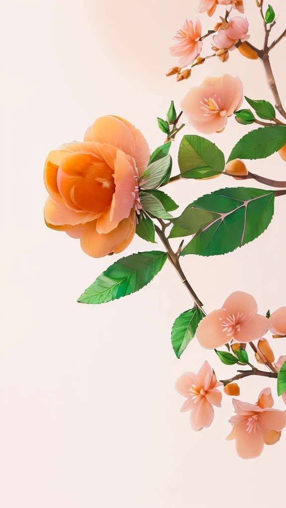 Realistic, real life, beautiful (closeup (Apricot pink flower:1.2):1.3), a branch of a tree with with background by greg rutkowski, style of laurie greasley, studio ghibli, akira toriyama, james gilleard, genshin impact, trending pixiv fanbox, acrylic palette knife, 4k, (vibrant colors), (highly saturated), devinart, trending on artstation