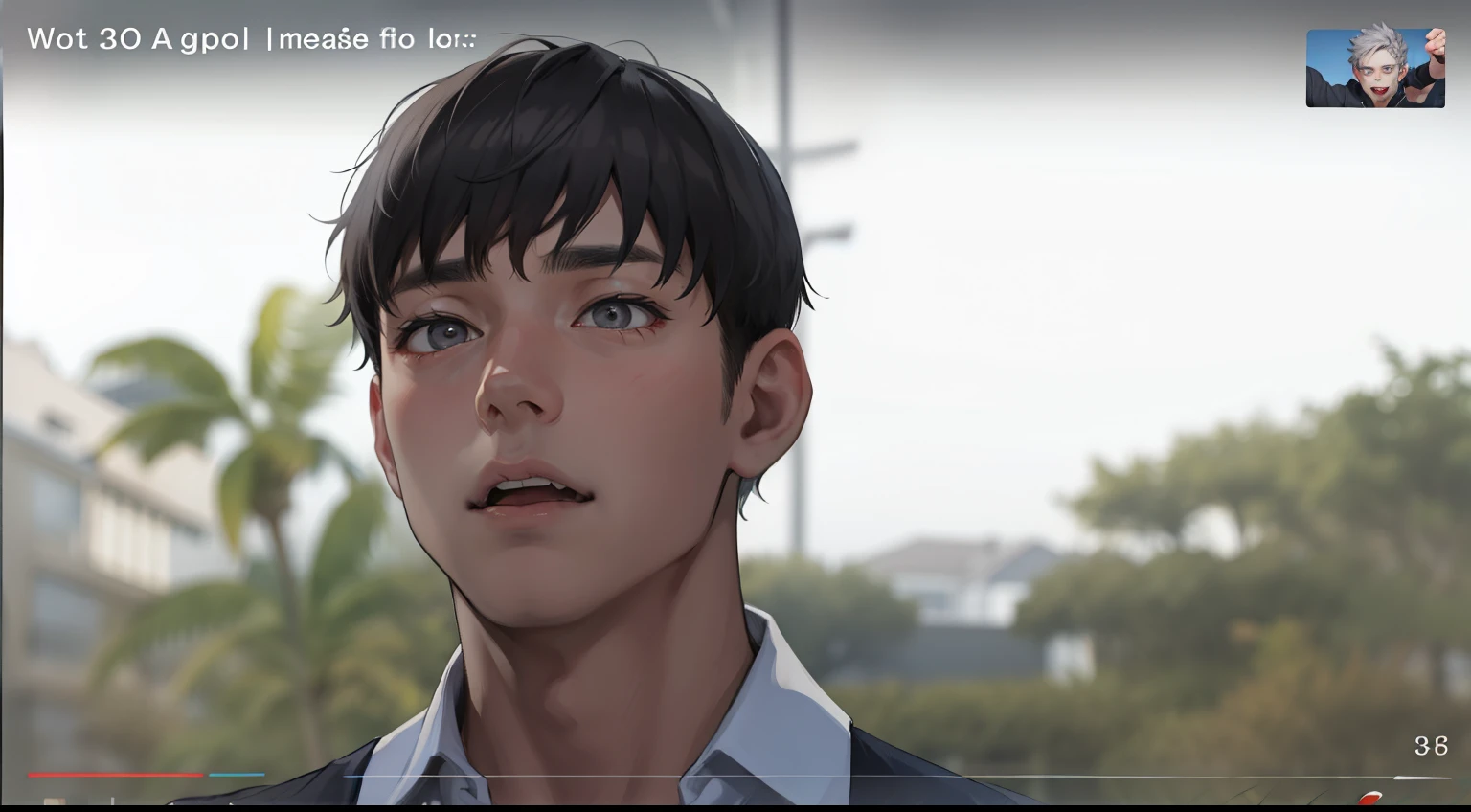 he is surprised scared gray hair gray eyes