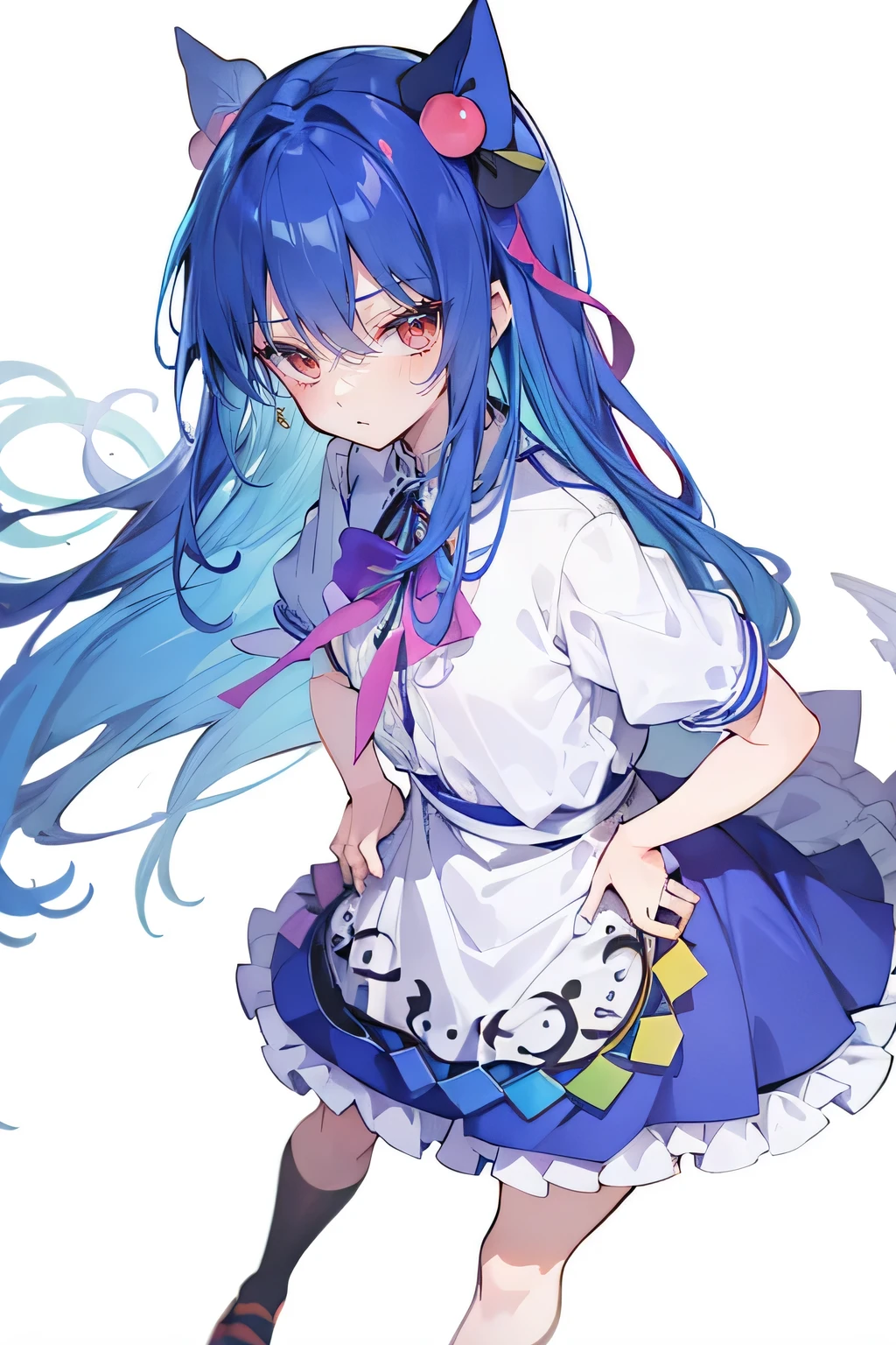 (masterpiece),best quality, expressive eyes, perfect face, 1girl,
Put your hands on your waist,fair, Gorgeous,Japanese cartoons,girl,lola,Hina Angel, blue hair, blue haired, floating clothes,Grab your waist, Grab your waist, hands on hips , hands on hips,sit, sit on ground, Legs on the ground, flat chest,Tired expression,