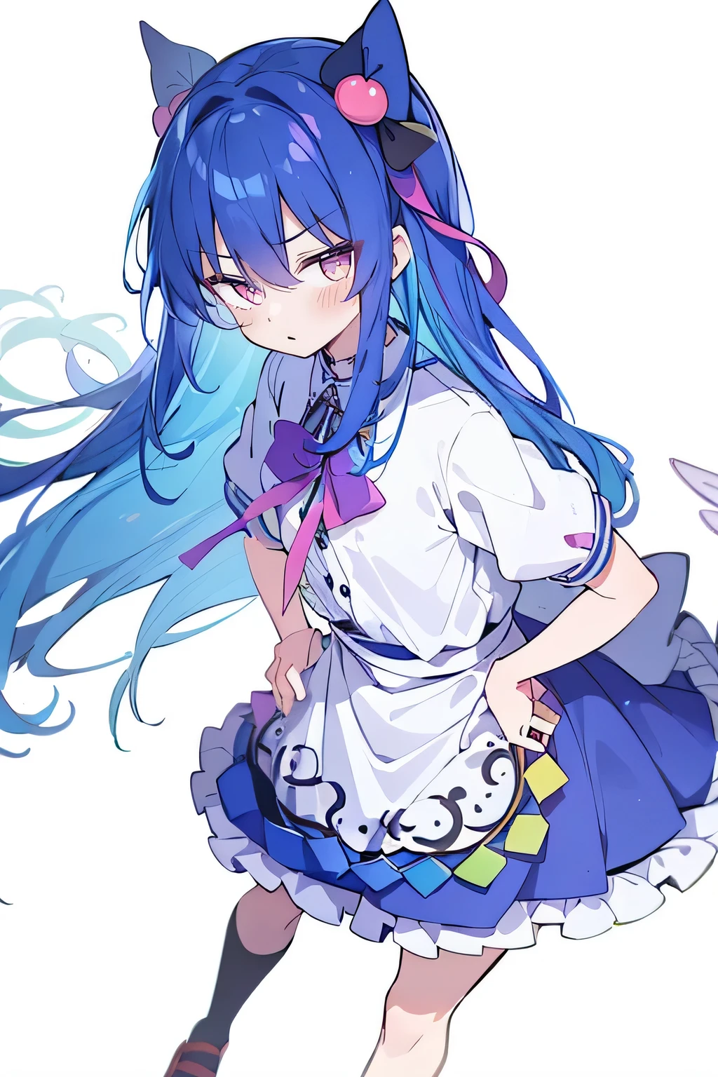(masterpiece),best quality, expressive eyes, perfect face, 1girl,
Put your hands on your waist,fair, Gorgeous,Japanese cartoons,girl,lola,Hina Angel, blue hair, blue haired, floating clothes,Grab your waist, Grab your waist, hands on hips , hands on hips,sit, sit on ground, Legs on the ground, flat chest,Tired expression,