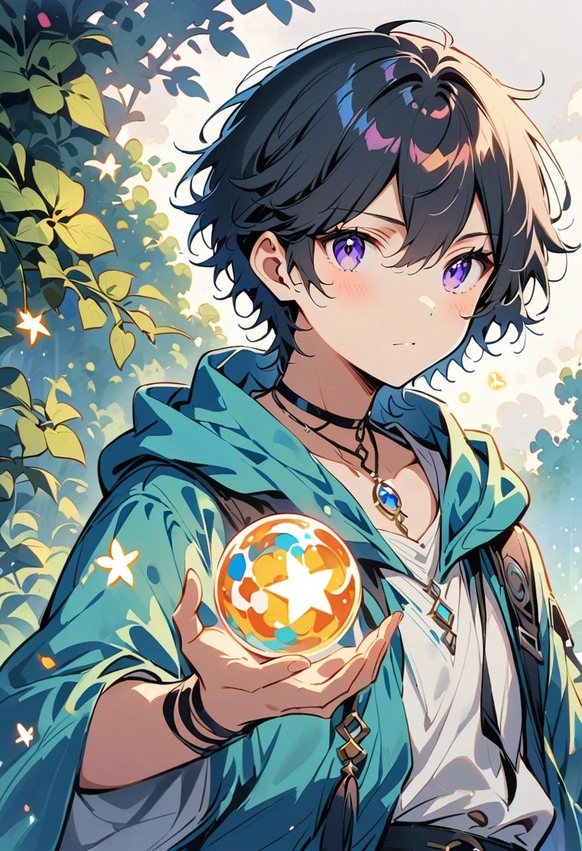 a boy named thomas. He has hair as black as night,Curious eyes twinkle like distant stars. But what really caught everyone's attention was the jewelry he wore around his neck.: A small silver moon. This mysterious moon is made of bright and delicate materials, Seems to emit a soft silvery glow.