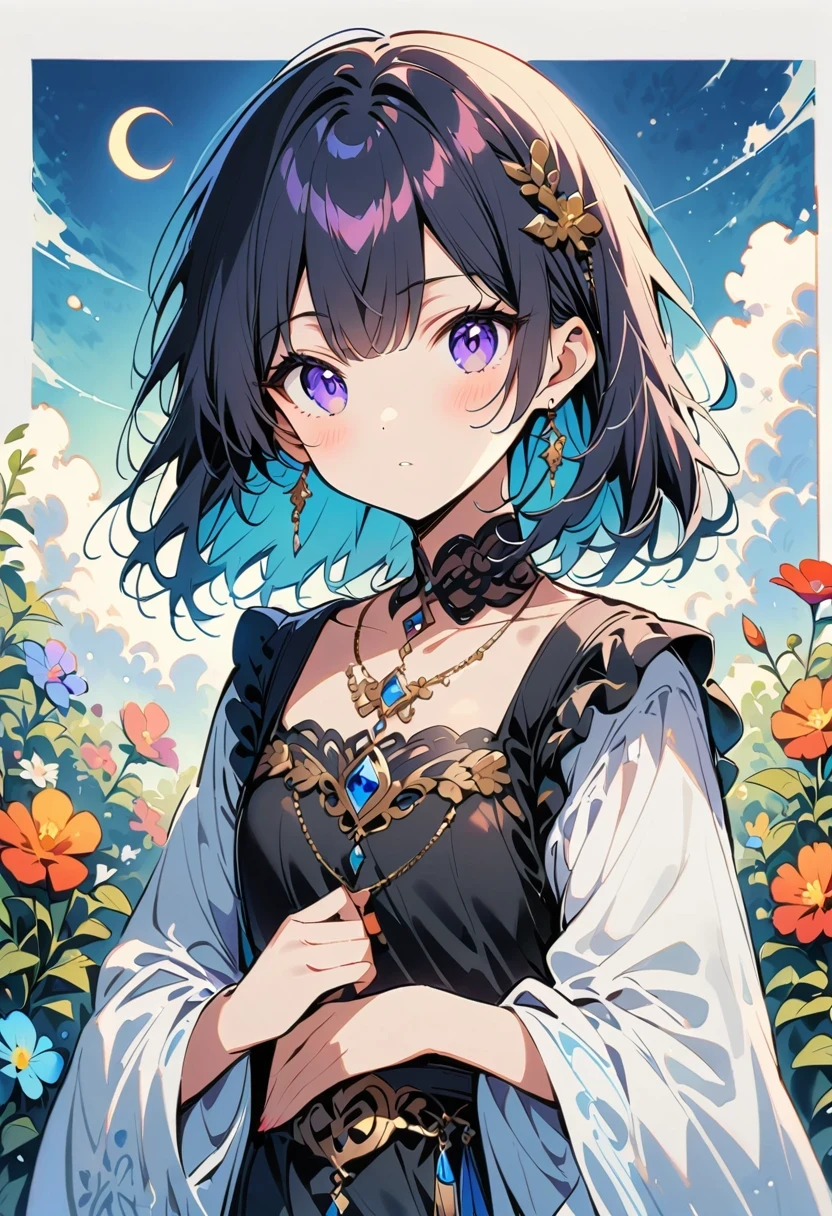 a boy named thomas. He has hair as black as night,Curious eyes twinkle like distant stars. But what really caught everyone's attention was the jewelry he wore around his neck.: A small silver moon. This mysterious moon is made of bright and delicate materials, Seems to emit a soft silvery glow.