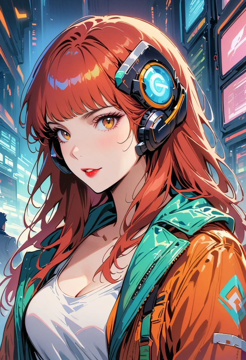 A man wearing a futuristic helmet、Close-up of woman wearing red lipstick, Cyberpunk Jackie Wells, CG Society 9, style = retrofuturism, Beautiful robot woman, Portrait of female robot, retro future fashion, still from the movie《blade runner》, Female robot in the data center, Moebius aesthetics, Alien movie stills, Depicted as a science fiction scene