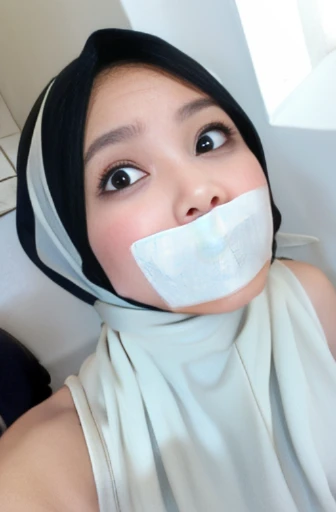 1 matured malay girl in hijab wear wet lace bra and panties, kuala lumpur street, nighttime, neon city lights, upper body,close-up, seducing, sexy pose, (8k, RAW photo, best quality, masterpiece:1.2),(realistic, photo-realistic:1.37), gagged, tape gag, ball gag, bondage, bound, bdsm