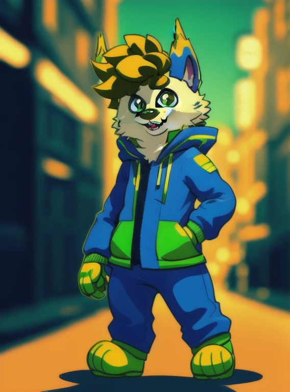 (taidum, wavy hairs:1.2), cute, portrait, gorgeous eyes, good lights, good colors, good composition, monocolor, bicolor, good face, (cute:0.7), ager,
smiling with open mouth, happy
whole body,
aestheticcartoon, vibrant colors,
pyjama's, taidum
blurry cyberpunk city in the background,
side view,
teen,
one hand on the head,
BREAK,
monocolor green, green eyes,
(monocolor golden gold:1.2)
,