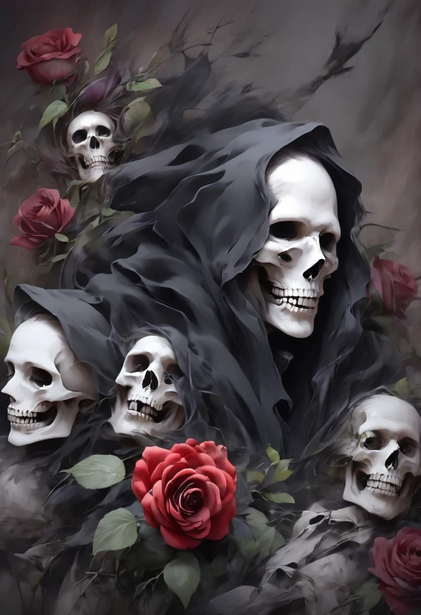 Alafd image，One of them was wearing a black robe、girl holding red rose, the grim Reaper, grim Reaper, Beautiful female grimm Reaper, reaper as a scary, portrait of grim Reaper, reaper in overwatch, A harbinger of death, punk grim Reaper, reminded me of the grim Reaper, reaper, grim Reaper